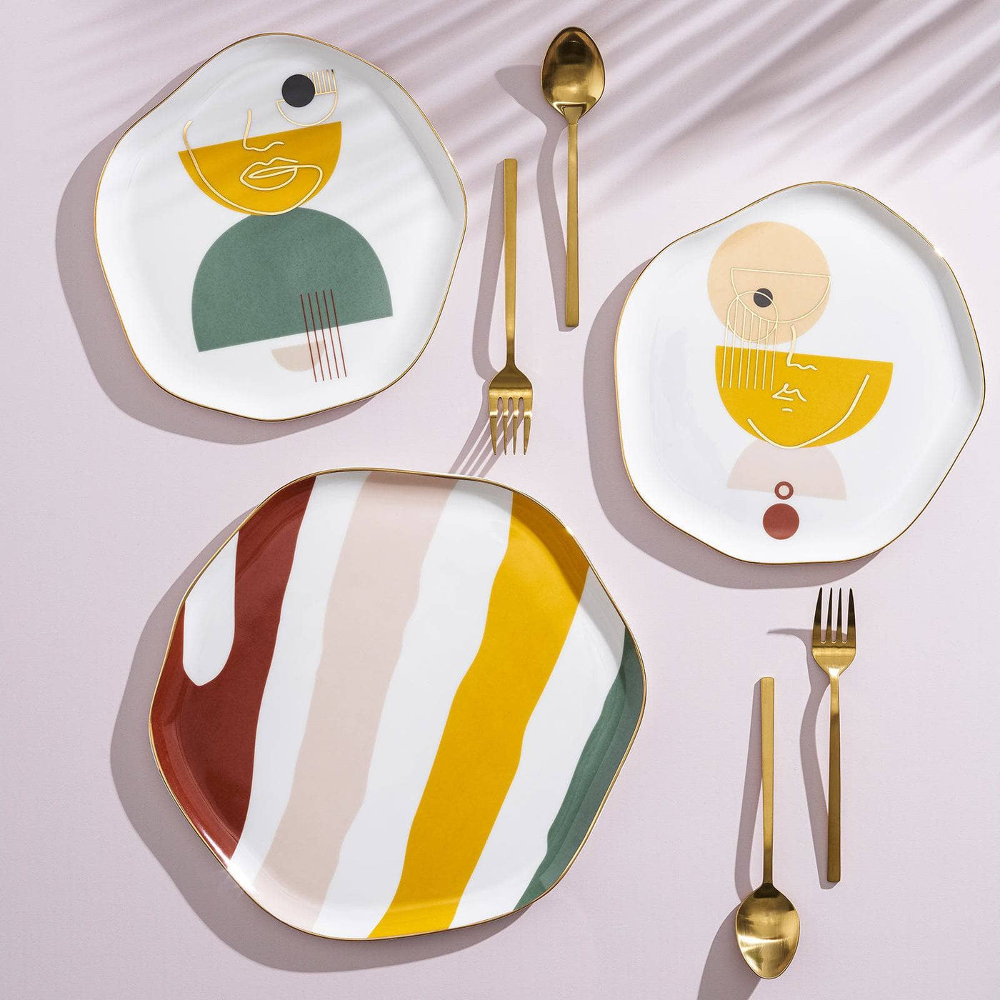 Abstract Set of 3 Flat Plates, 27 cm 4