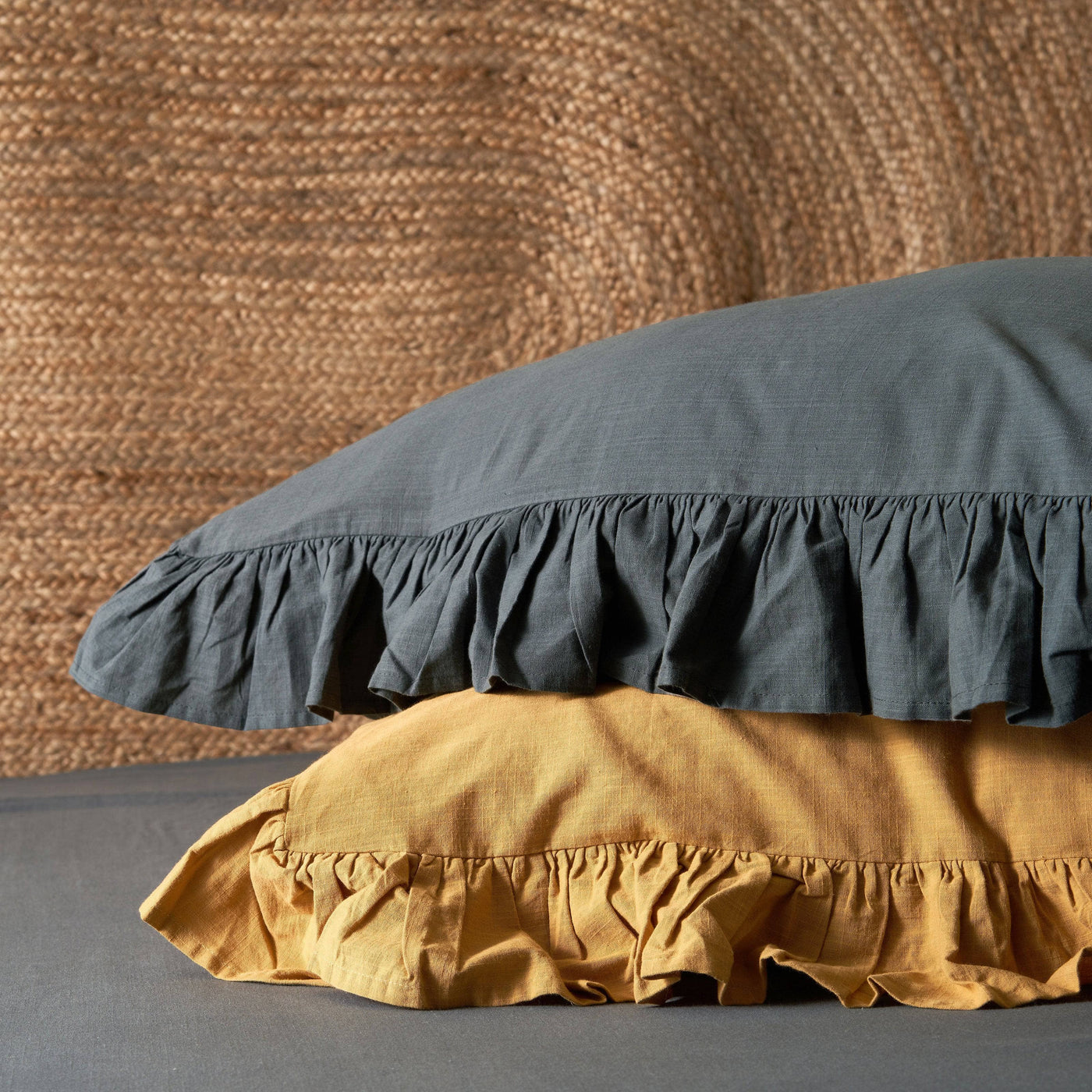 Ruby Set of 2 100% Turkish Cotton Stonewashed Oxford Pillowcases, Mustard 3