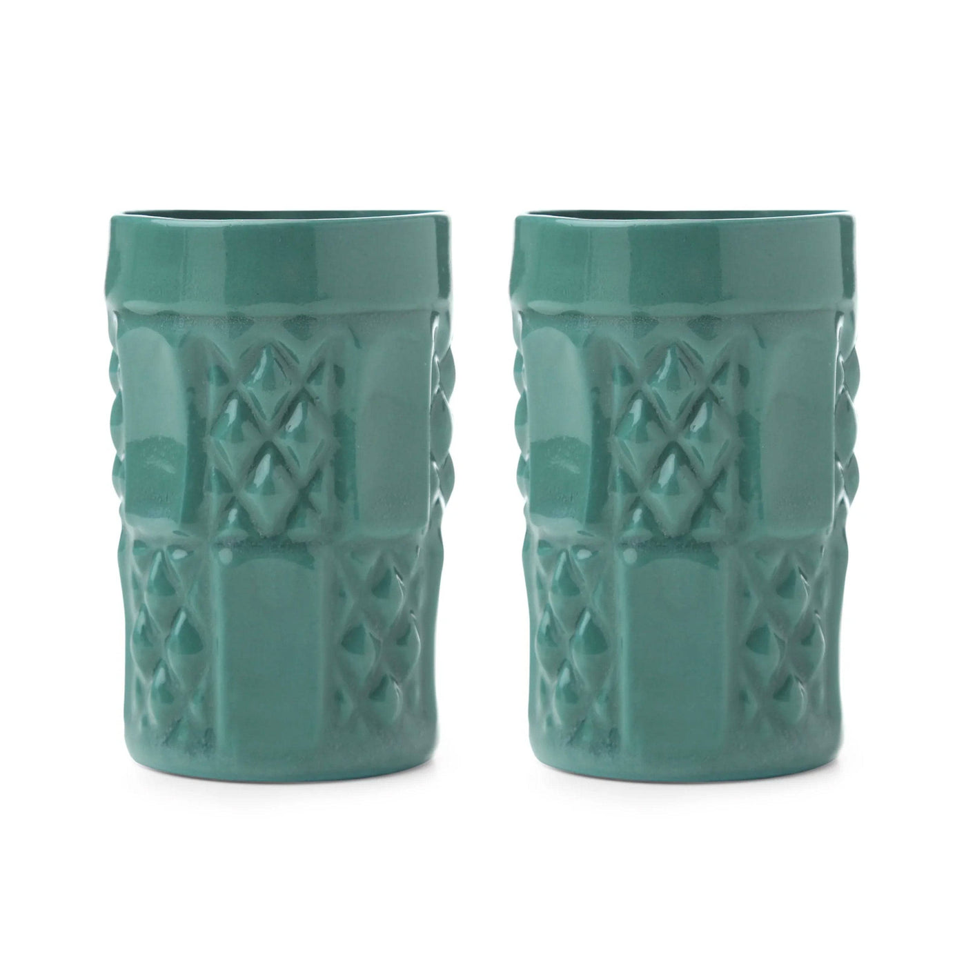 Reva Set of 2 Handmade Mugs, Green 1