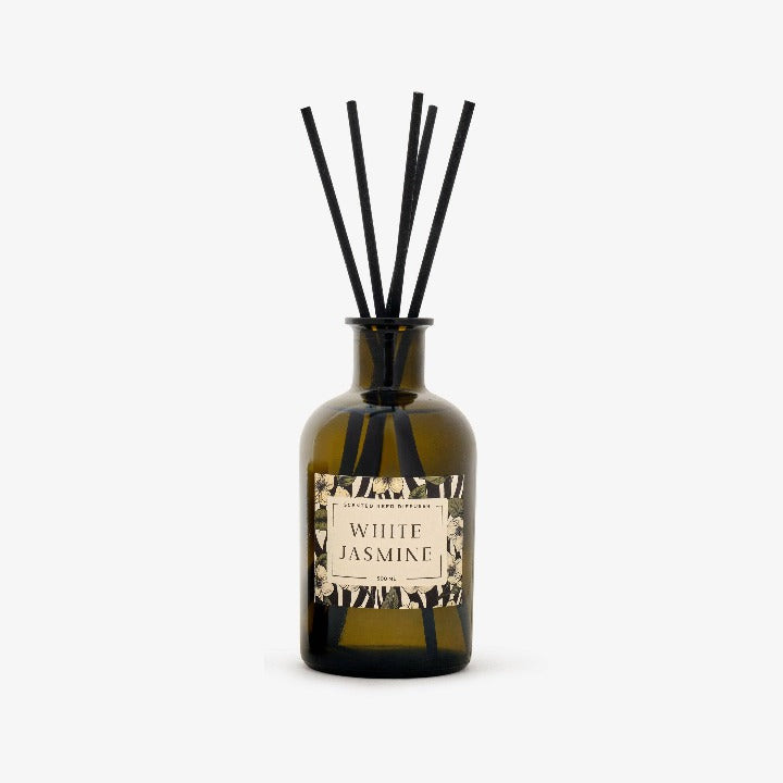 White Jasmine Candle - Diffuser Set, Amber Diffusers sazy.com