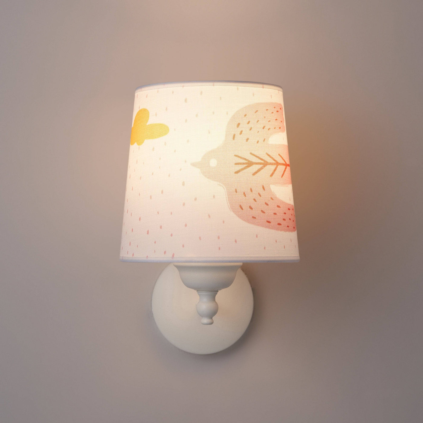 Bird Wall Lamp Shade, White - Pink Kids Lighting sazy.com