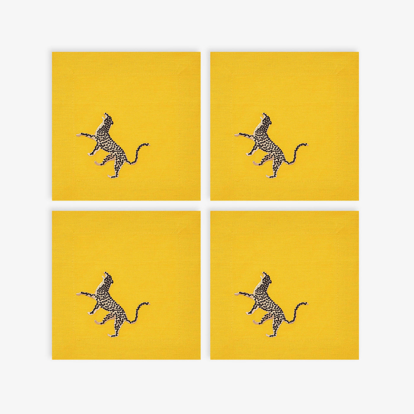 Cheetah Set of 4 Coasters, Mustard, 15x15 cm 1