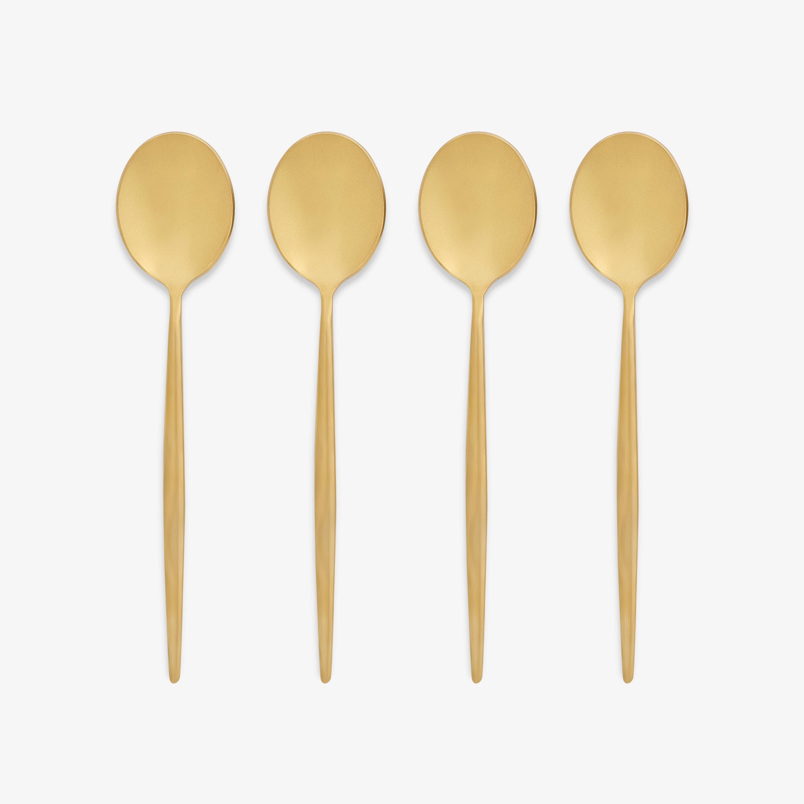 Amsterdam 4 Piece Stainless Steel Dessert Spoon Set, Matte Gold Cutlery sazy.com