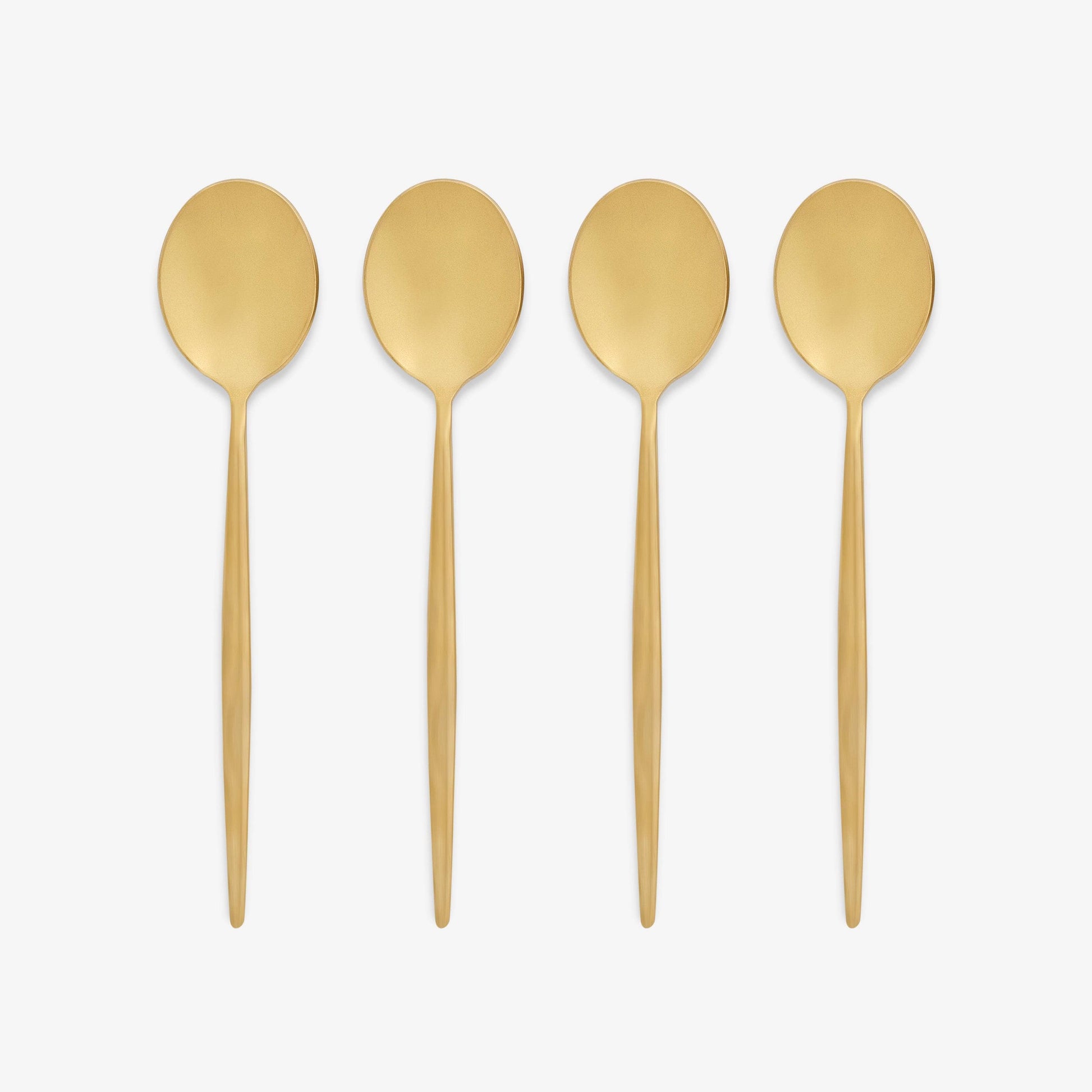 Amsterdam 4 Piece Stainless Steel Dessert Spoon Set, Matte Gold Cutlery sazy.com