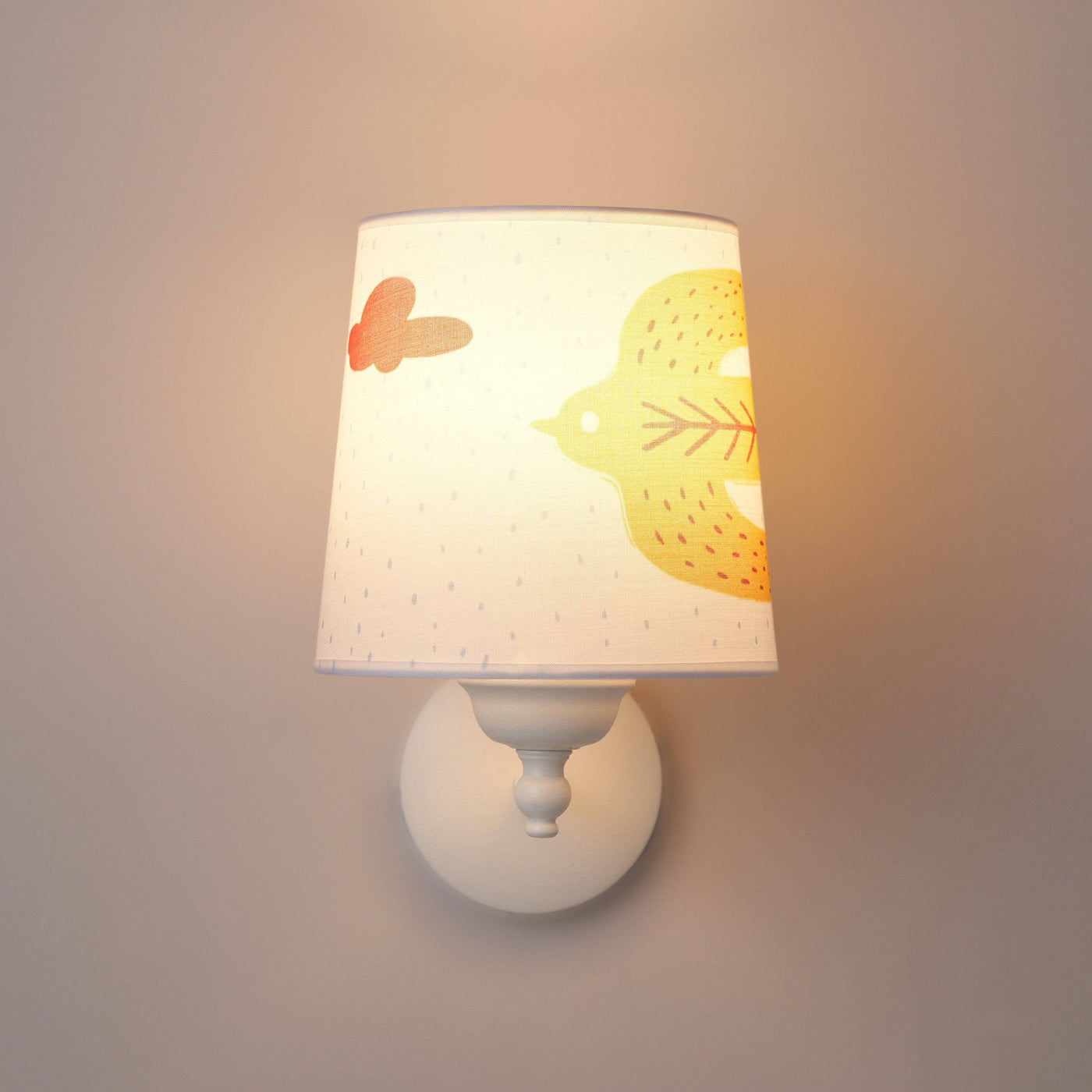 Kids, Bird Wall Lamp Shade, White - Orange 6