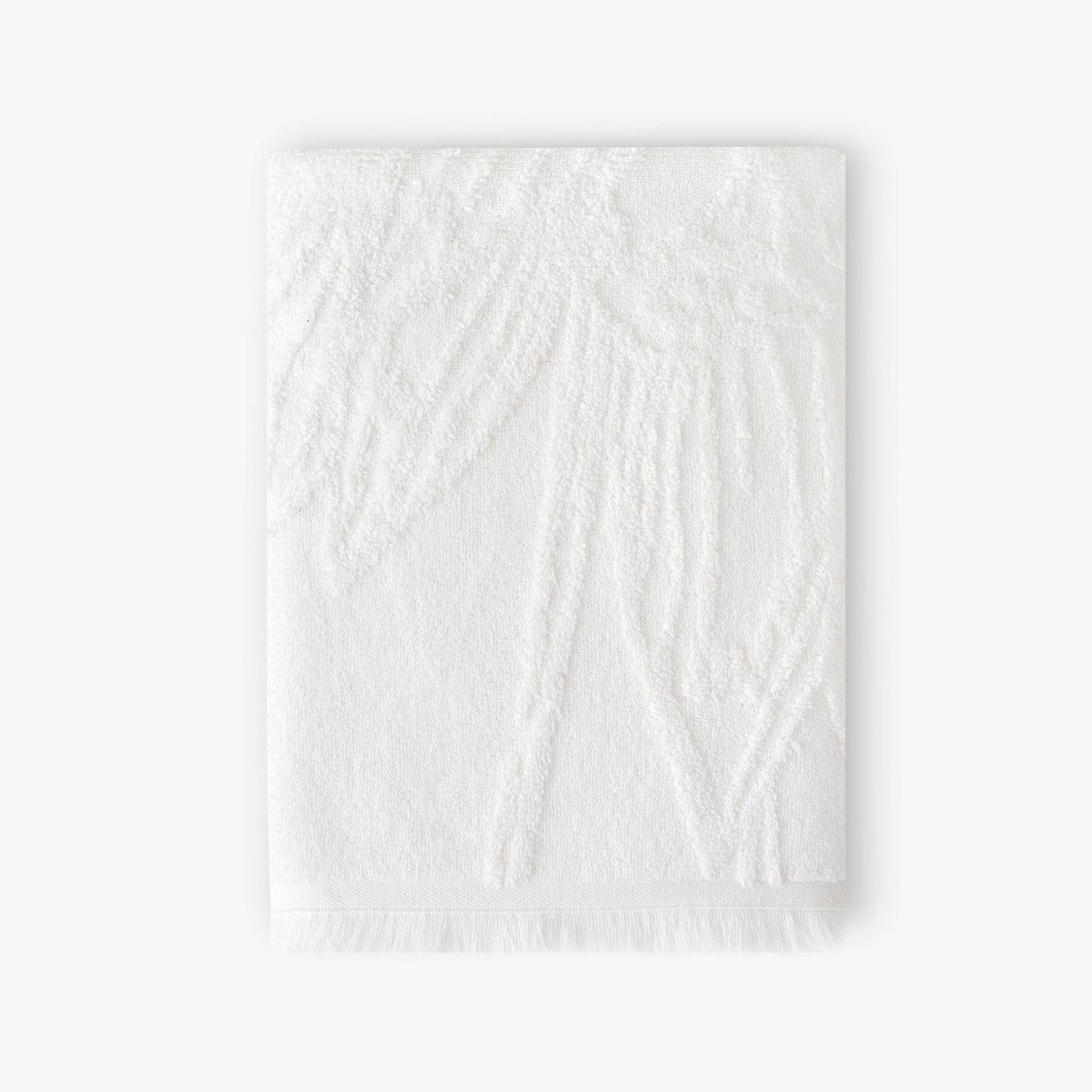 Barbara Set of 2 Jacquard Fringed 100% Turkish Cotton Hand Towels, Off-White Hand Towels sazy.com