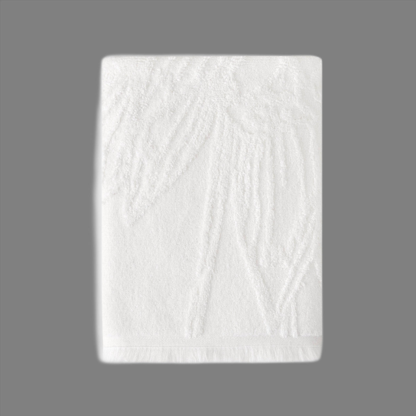 Barbara Jacquard Fringed 100% Turkish Cotton Bath Towel, Off-White 1