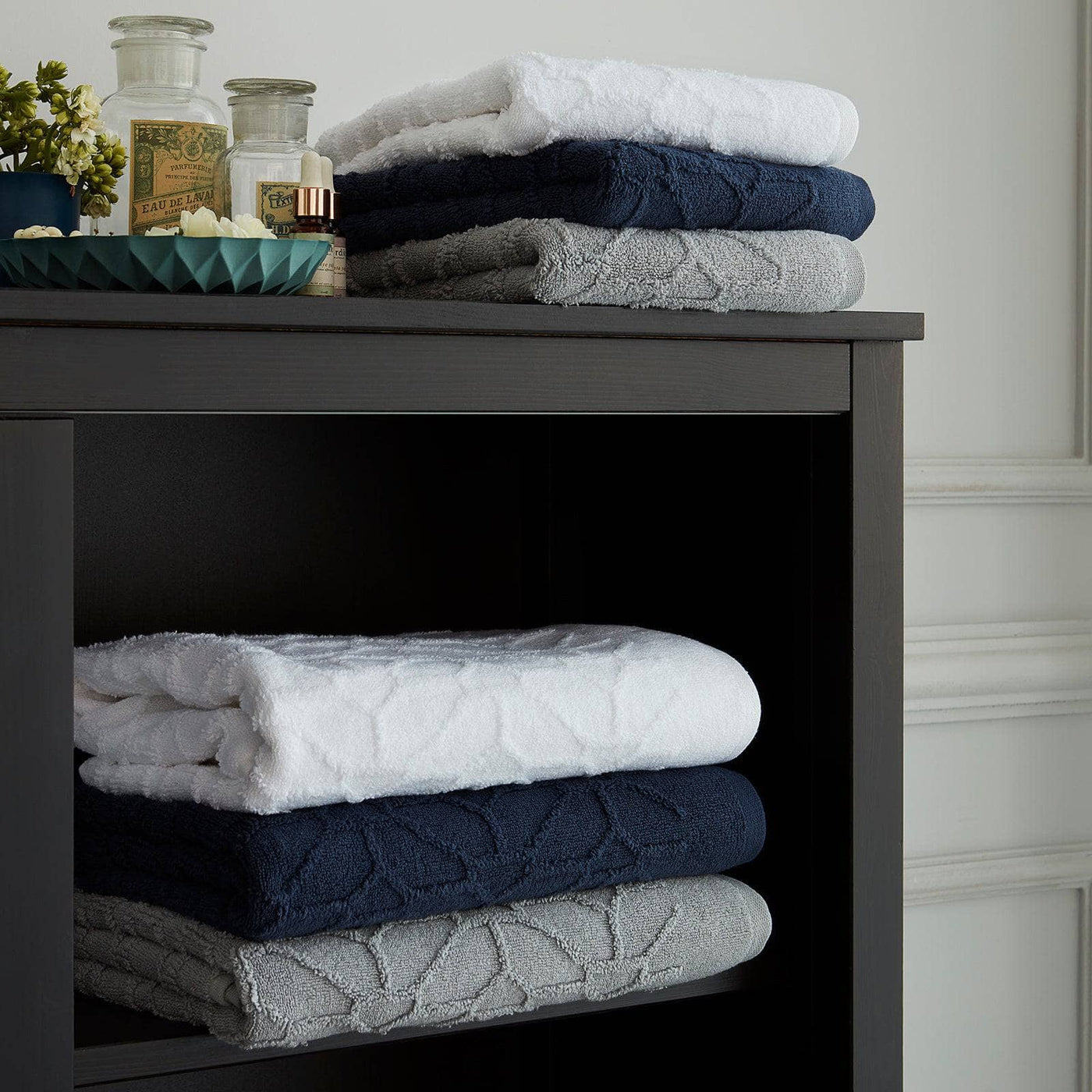 Harry Set of 2 Jacquard 100% Turkish Cotton Hand Towel, Grey, 50x90 cm 4