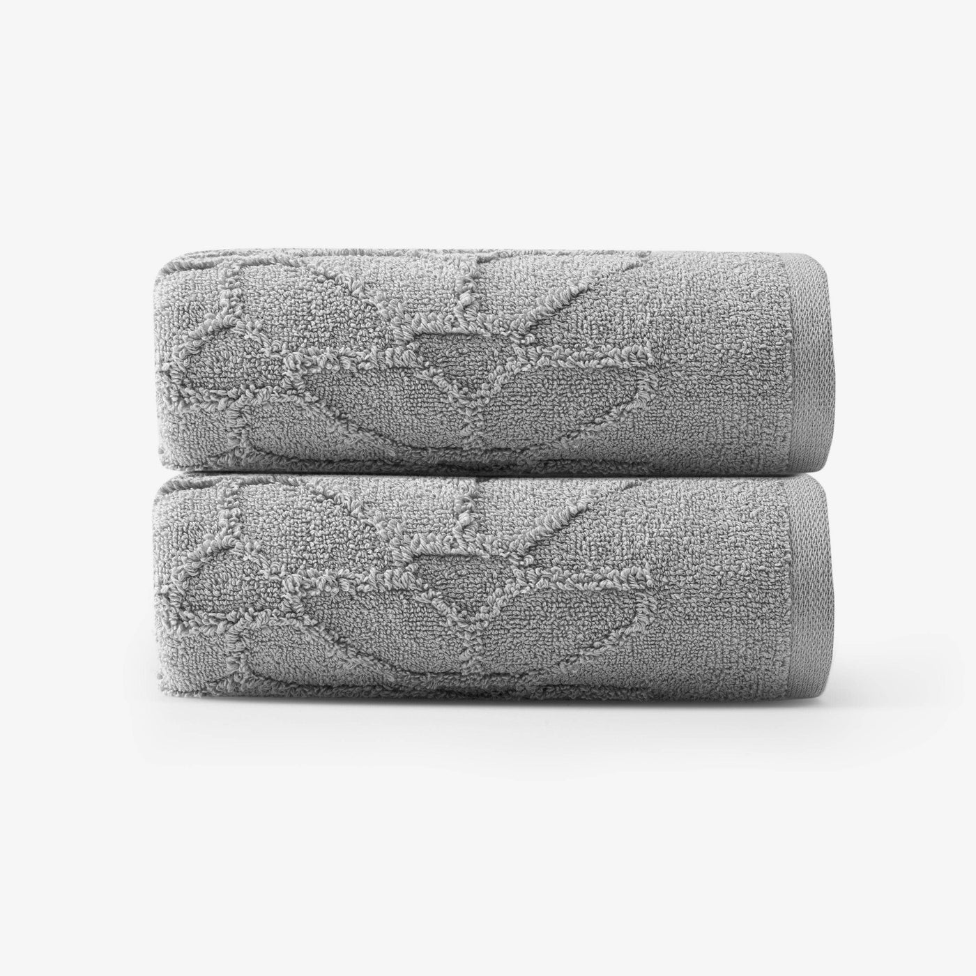 Harry Set of 2 Jacquard 100% Turkish Cotton Hand Towel, Grey, 50x90 cm 1