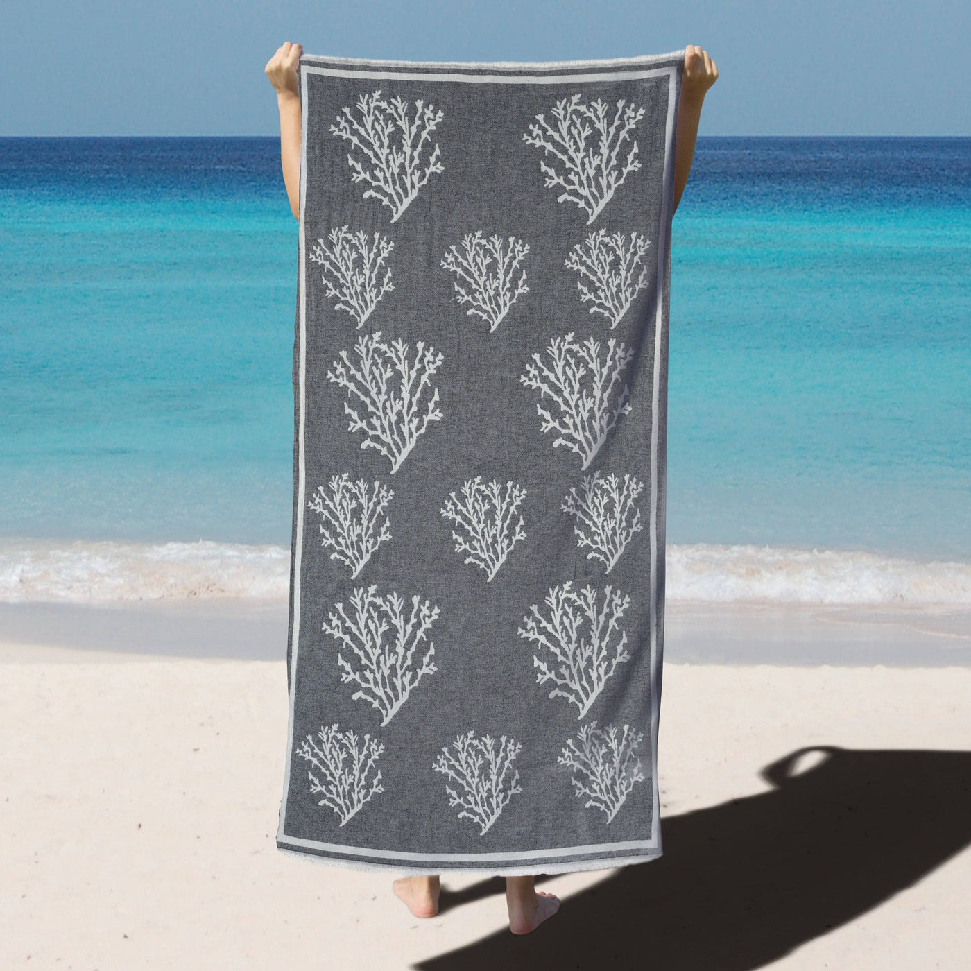 Mazu Beach Towel, Black Beach Towels sazy.com