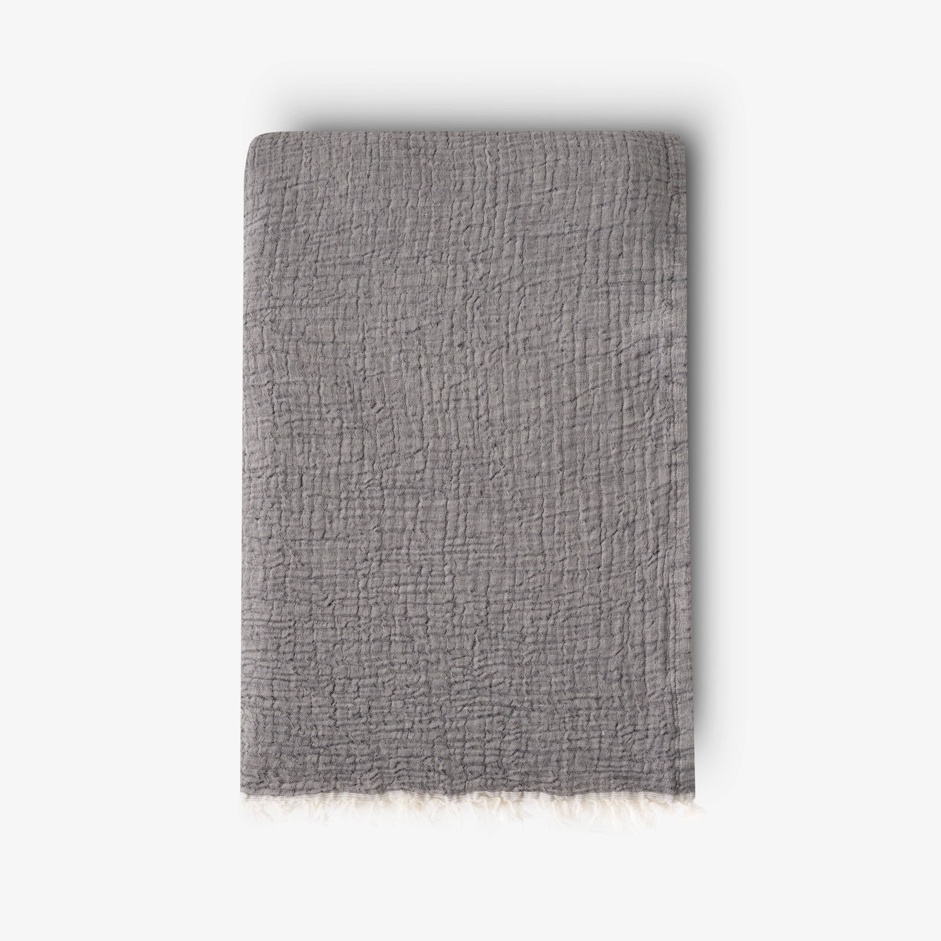 Birch Textured 100% Turkish Cotton Bedspread, Grey, 250x260 cm Blankets & Bedspreads sazy.com