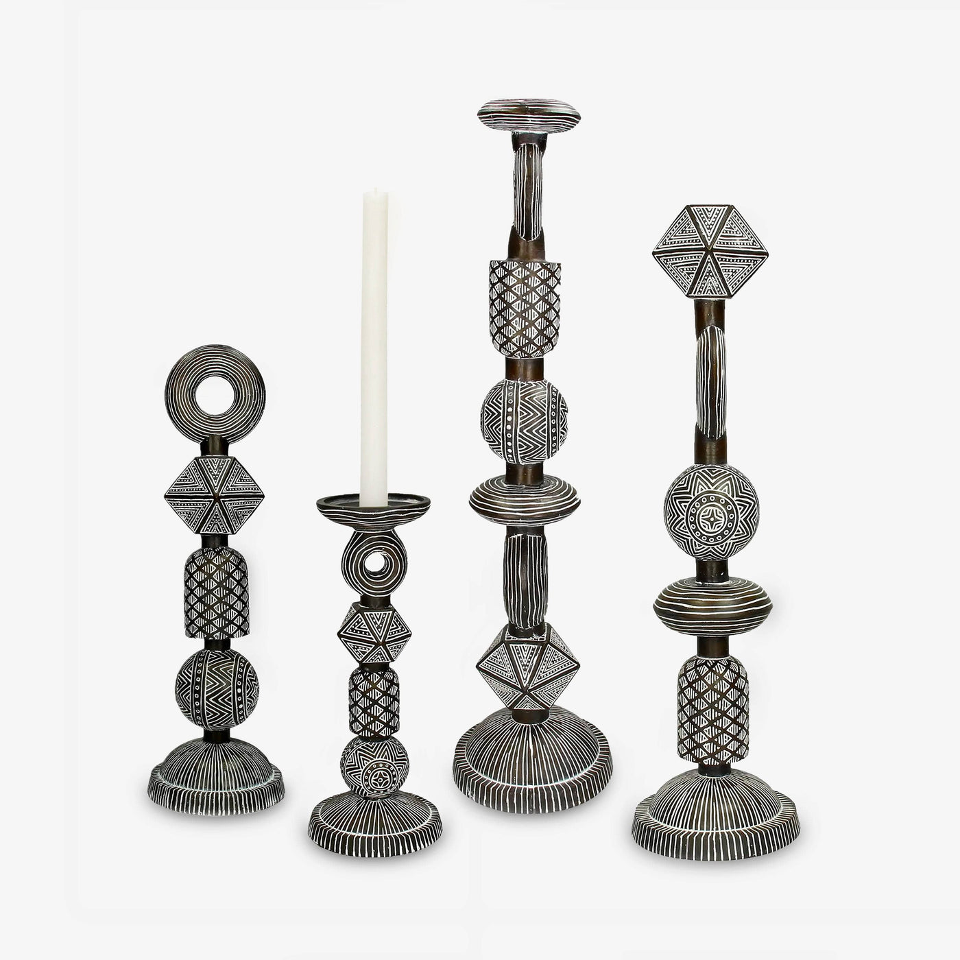 Voyage Tribal Candle Holder, Brown Candle Holders sazy.com