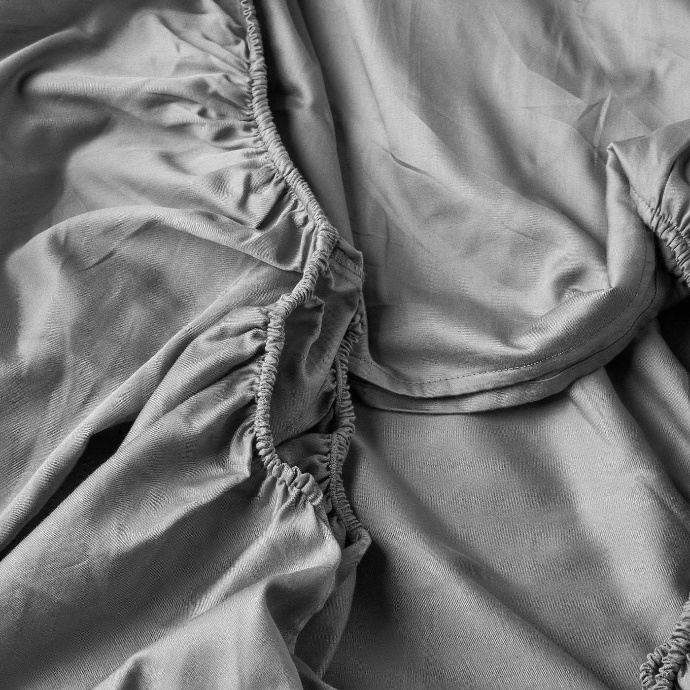 Charles 100% Turkish Cotton Sateen 210 TC Fitted Sheet, Grey, Double Size Bed Sheets sazy.com
