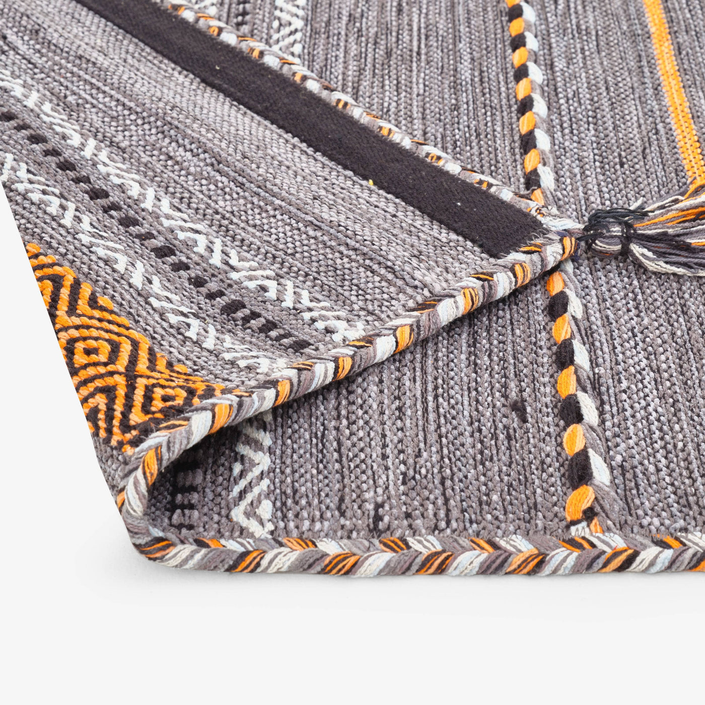 Osvaldo Handwoven Striped Rug, Anthracite Grey, 80x150 cm Modern Rugs sazy.com