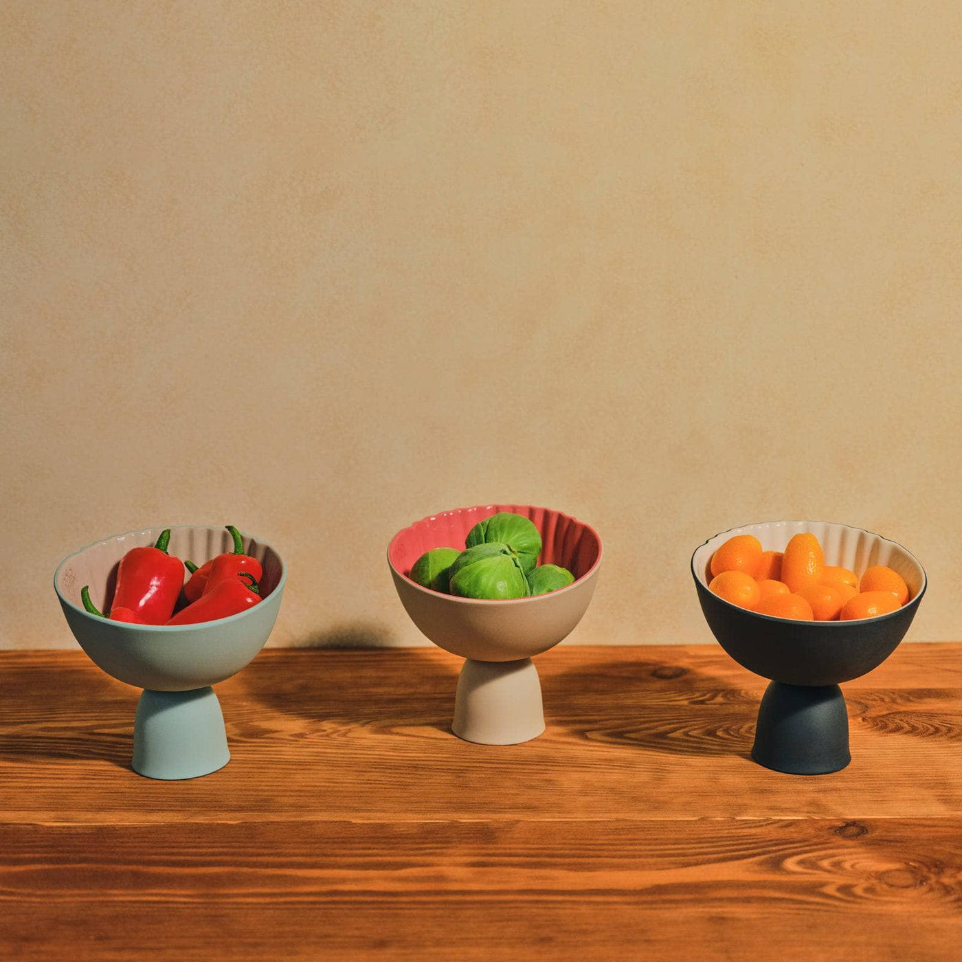 Venus Footed Bowl, Green - Beige Stands & Serving Platters sazy.com