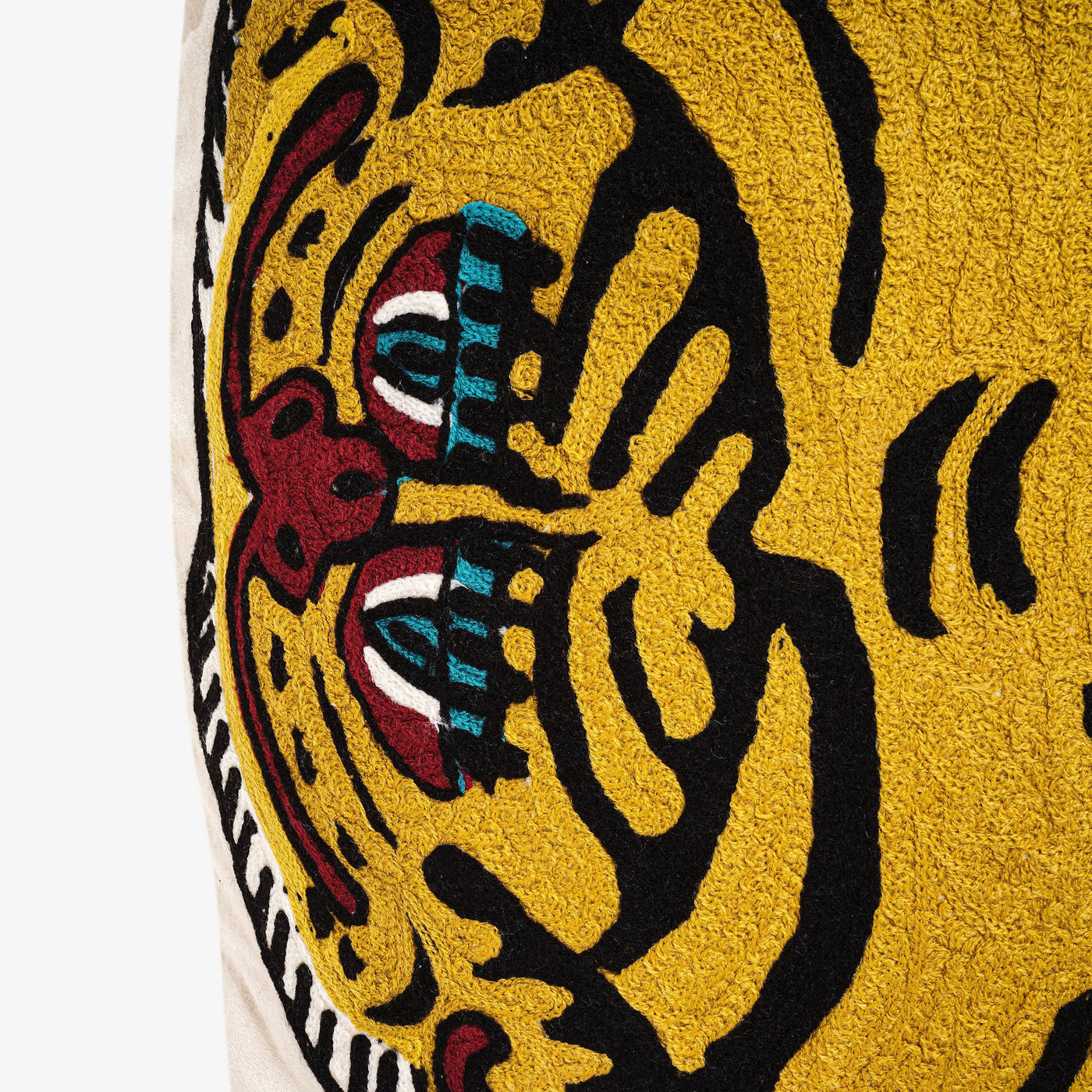 Shere Tiger Cushion Cover, White - Mustard, 60x60 cm 4