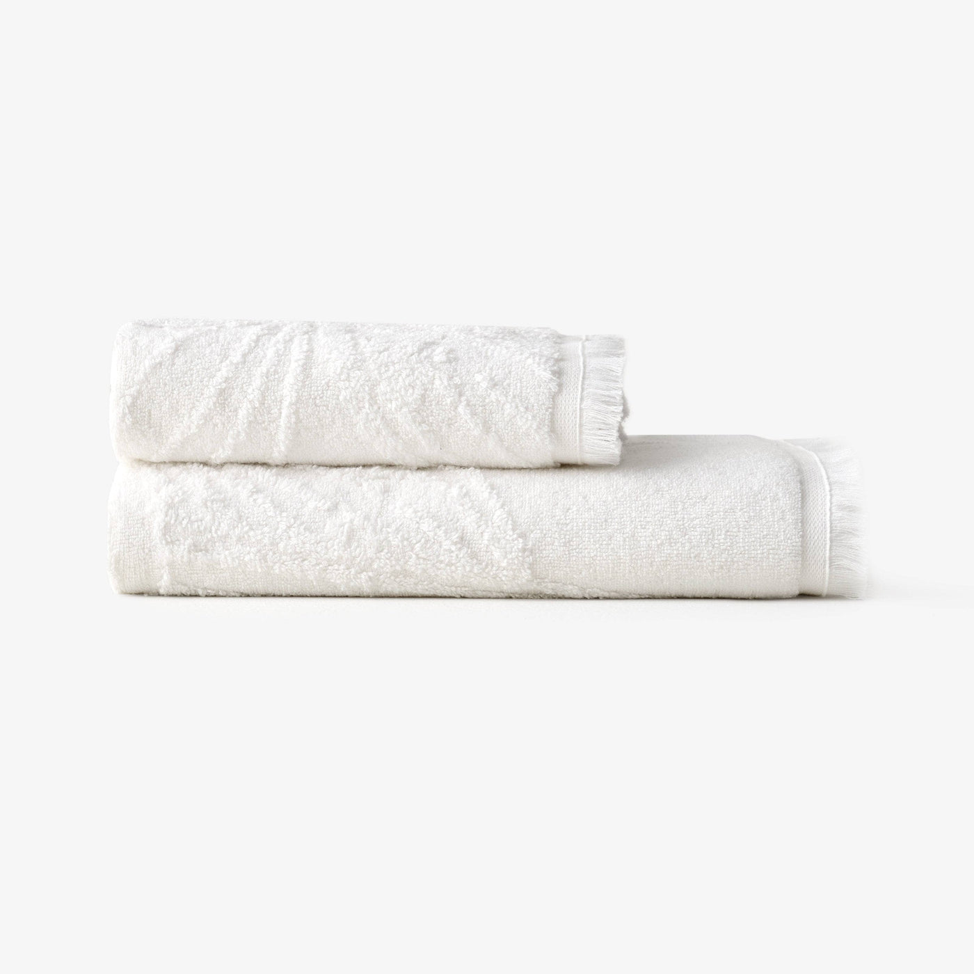 Barbara Jacquard Fringed 100% Turkish Cotton Bath Towel, Off-White Bath Towels sazy.com