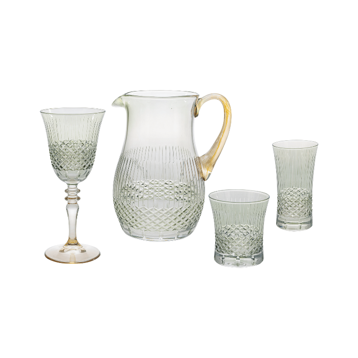 Primrose Hill Set of 6 Glass Tumblers, Green, 300 ml Glasses & Tumblers sazy.com