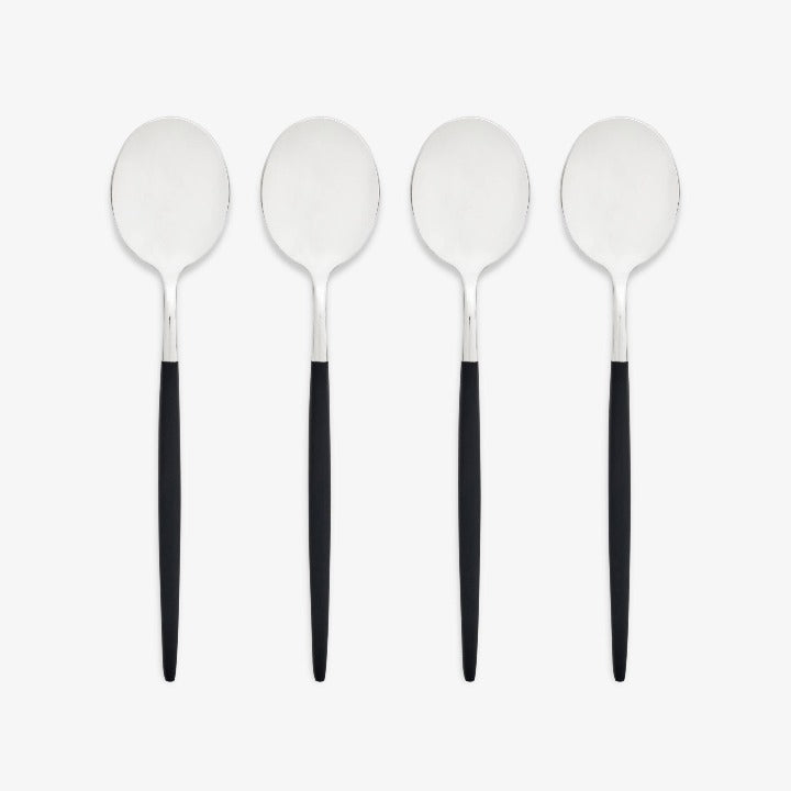 Malmo 4 Piece Stainless Steel Dessert Spoon Set, Black Cutlery sazy.com
