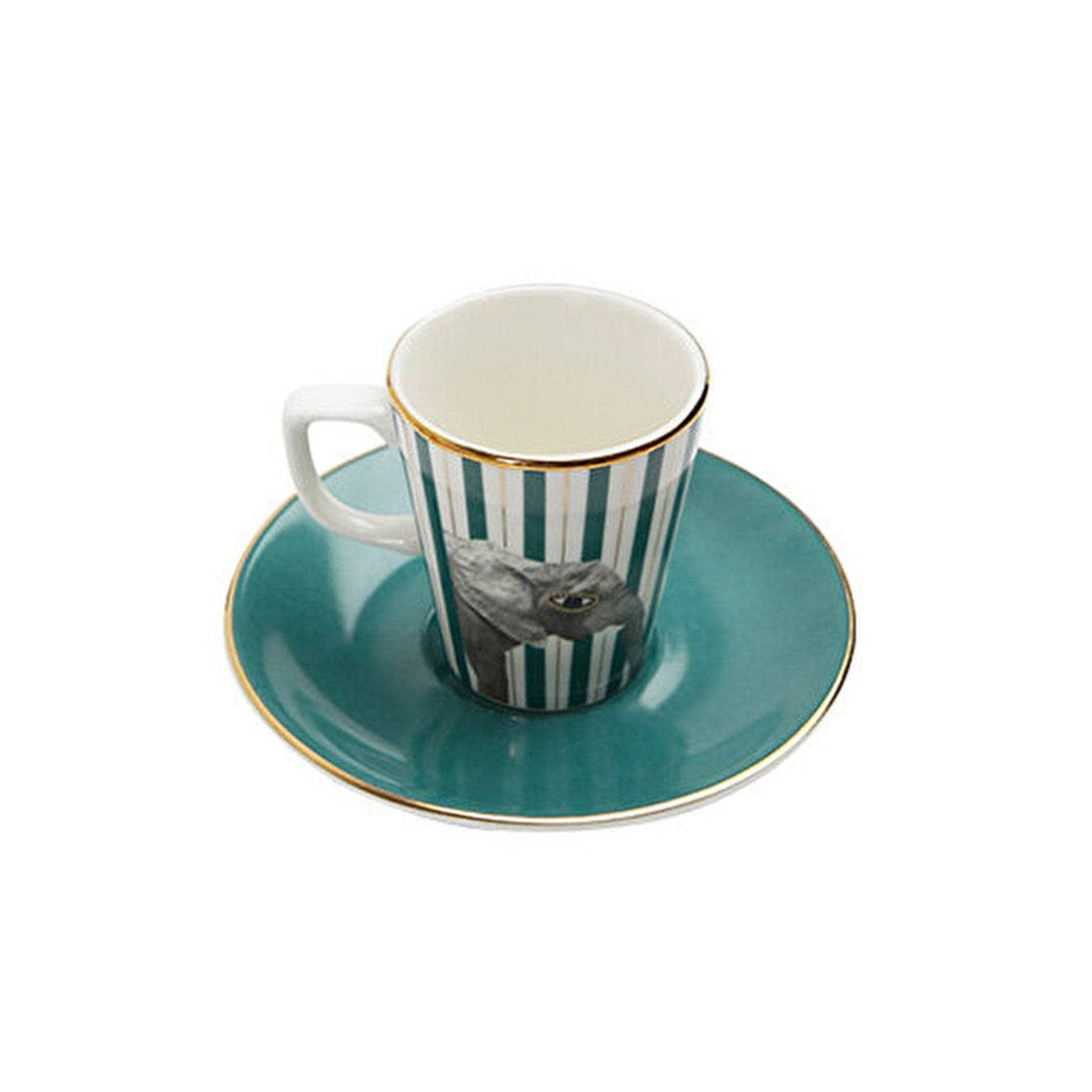 Wild Life Set of 6 Elephant Espresso Cups and Saucers, Green, 75 ml 2