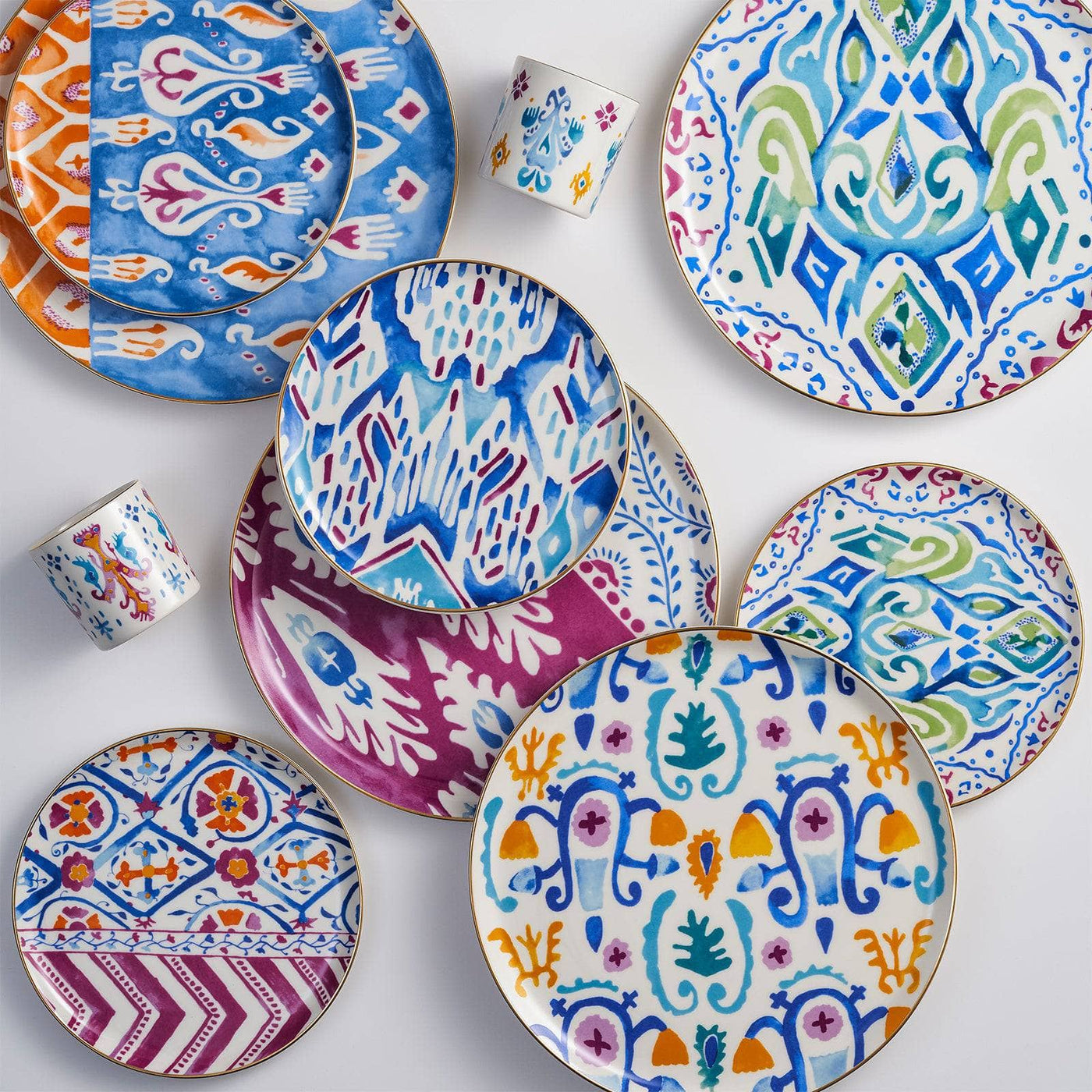 Ikat Set of 6 Side Plates, Multicoloured, 20 cm 4