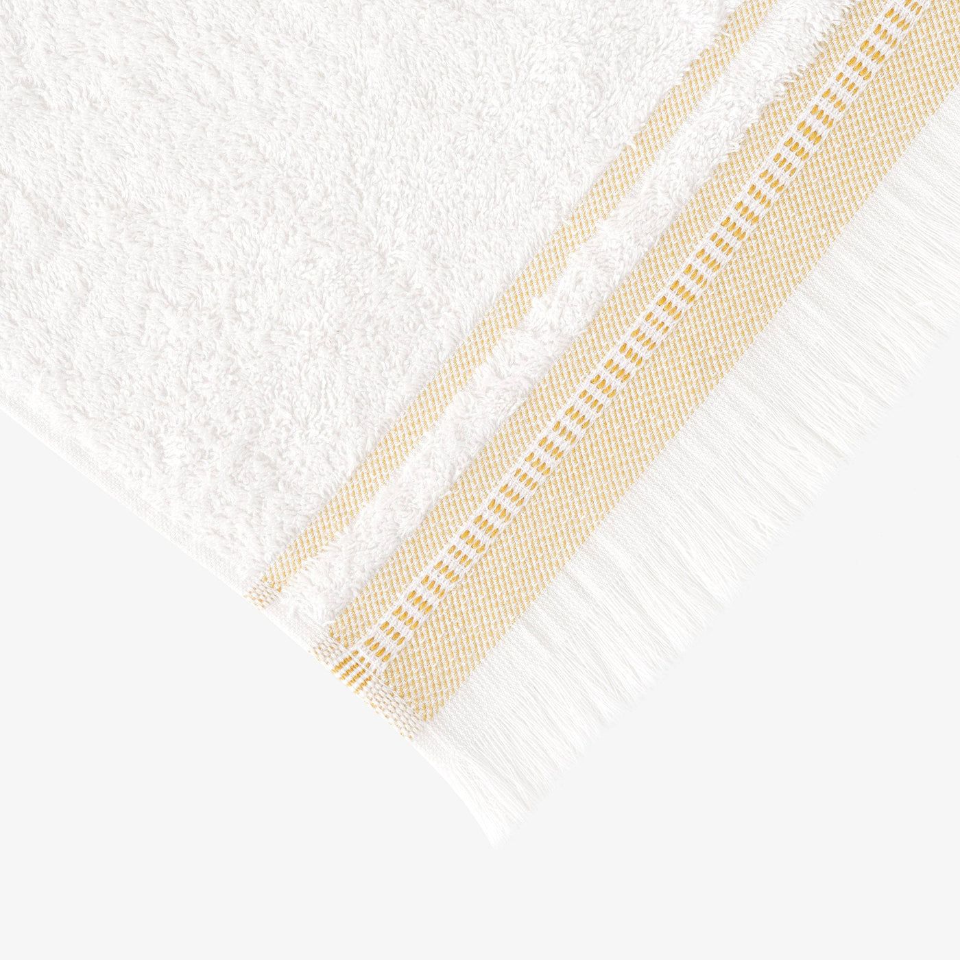 Betty Set of 4 Border Striped 100% Turkish Cotton Face Cloth, Off-White - Mustard, 33x33 cm 3