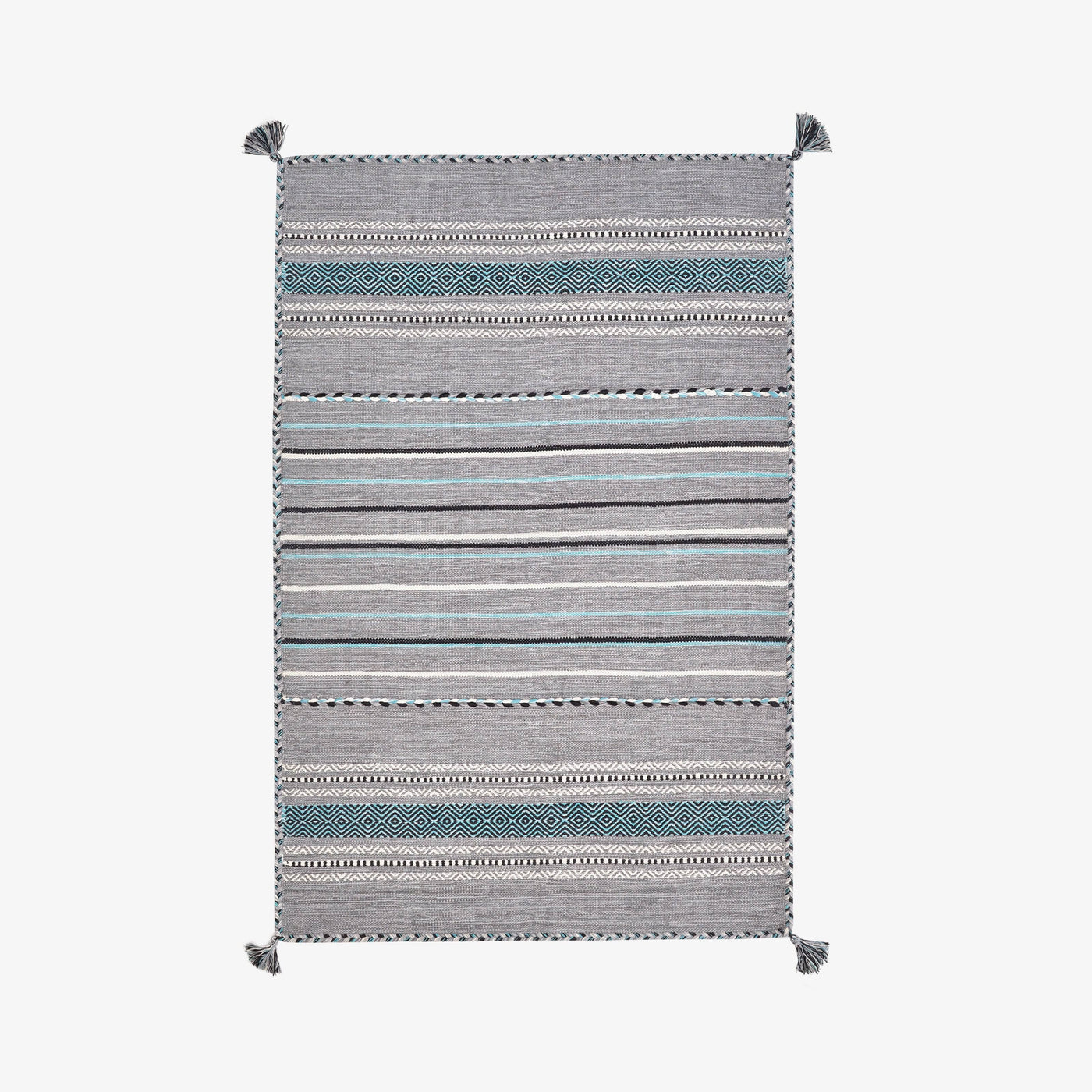  Osvaldo Hand Woven Striped Rug, Grey, 80x150 cm 1