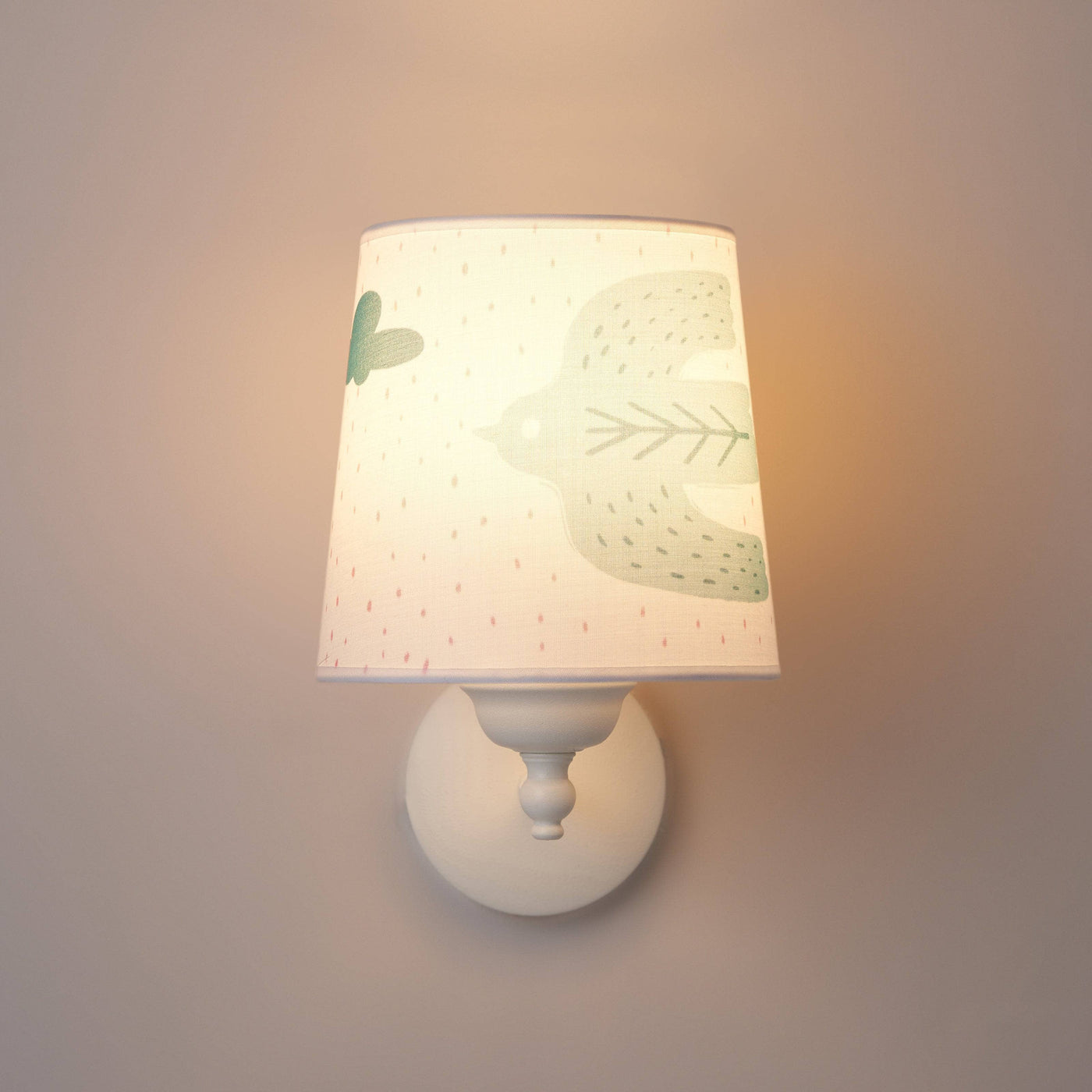 Bird Wall Lamp Shade, White - Green Kids Lighting sazy.com