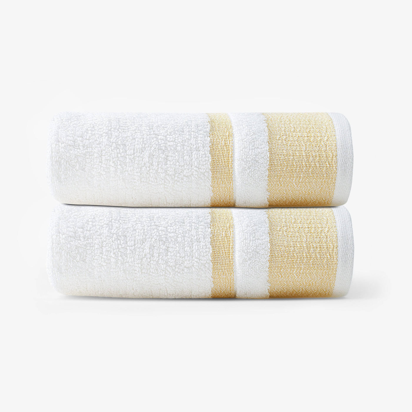 Charlotte Set of 2 Striped 100% Turkish Cotton Hand Towel, Mustard, 50x90 cm 1
