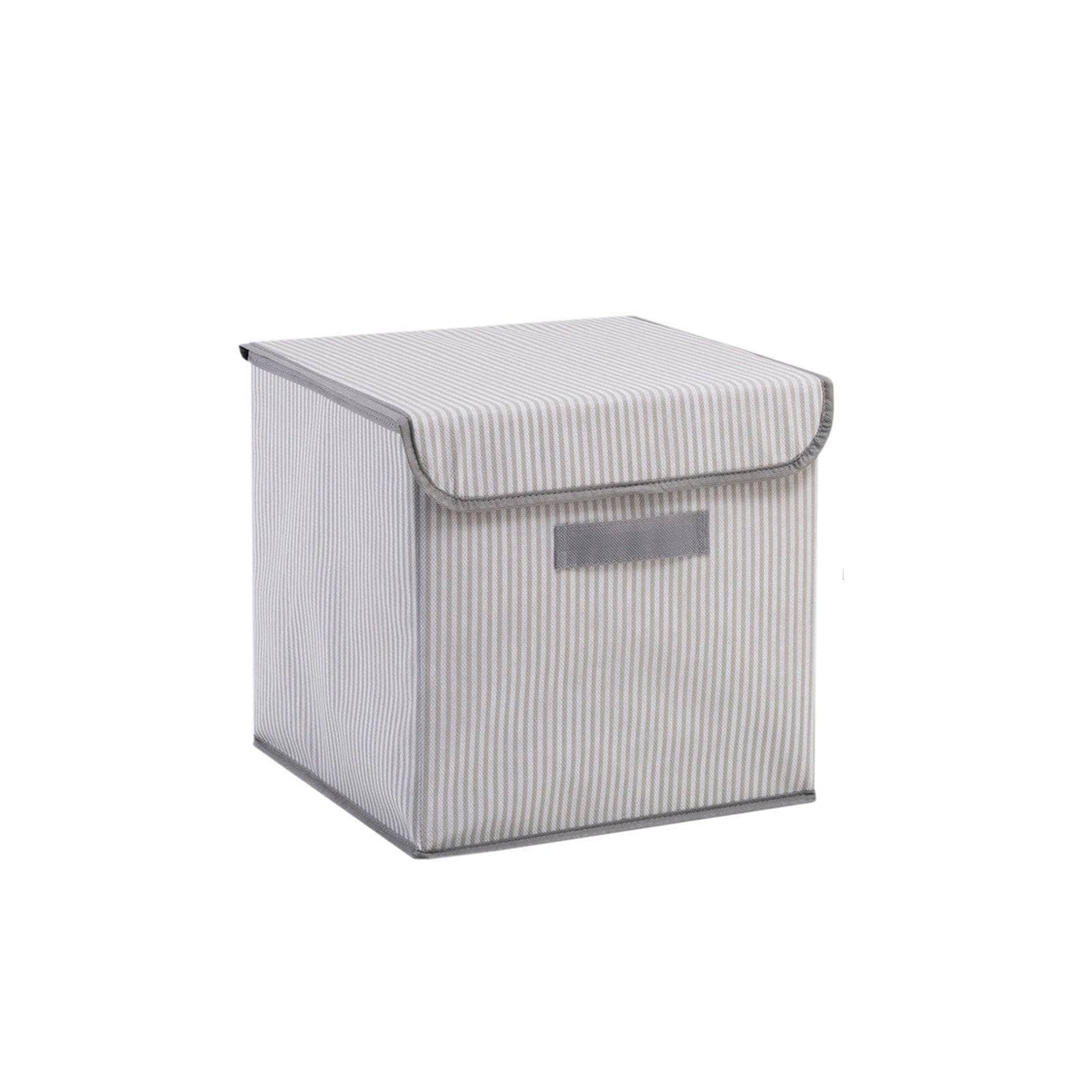 Regents Stripey Lidded Box, Grey - White 1