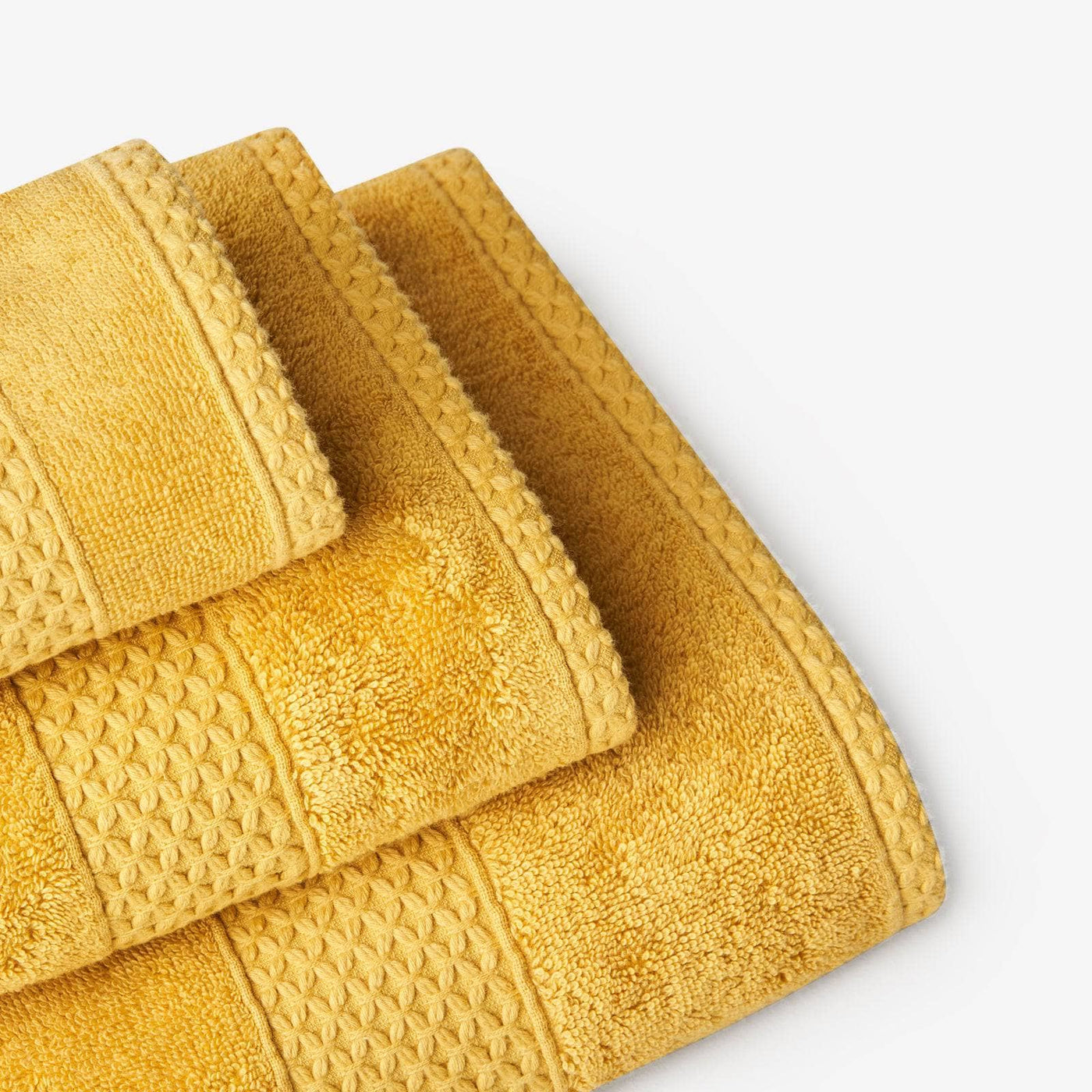 Aqua Fibro Set of 2 Extra Soft 100% Turkish Cotton Hand Towels, Mustard Hand Towels sazy.com