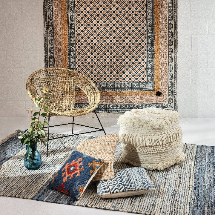 Toren Rug, Off-White - Blue,120x180 cm Modern Rugs sazy.com