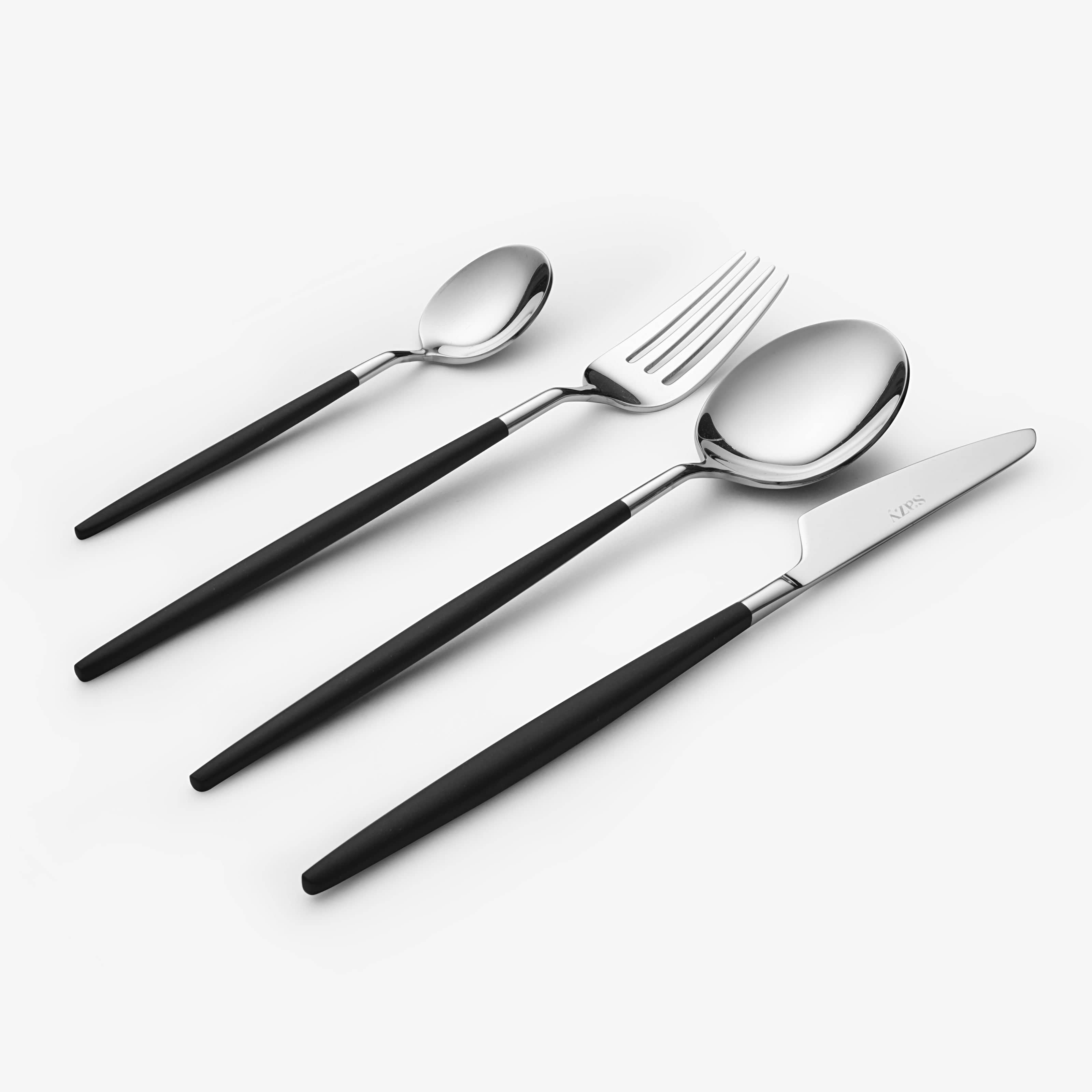 Malmo 4 Piece Stainless Steel Cutlery Set, Black Cutlery sazy.com