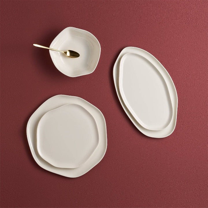 Alumilite Set of 6 Oval Plates, Creme, 31 cm Plates sazy.com