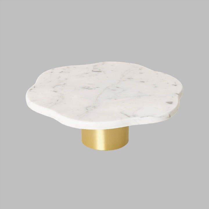 Lena Stand, Brass - Off-White Stands & Serving Platters sazy.com