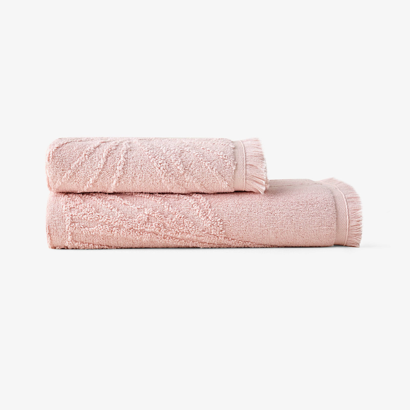Barbara Jacquard Fringed 100% Turkish Cotton Bath Towel, Pink Bath Towels sazy.com