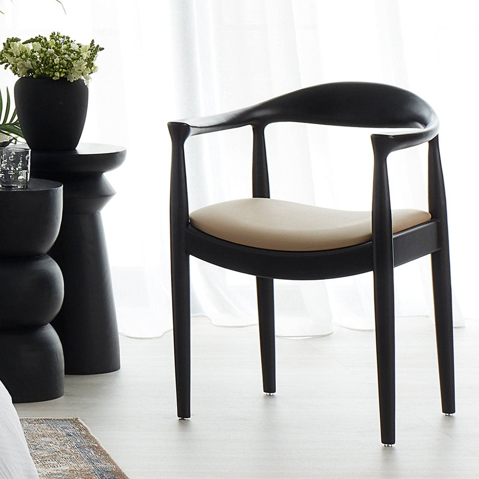 Sage Round Back Armchair, Black Armchairs sazy.com