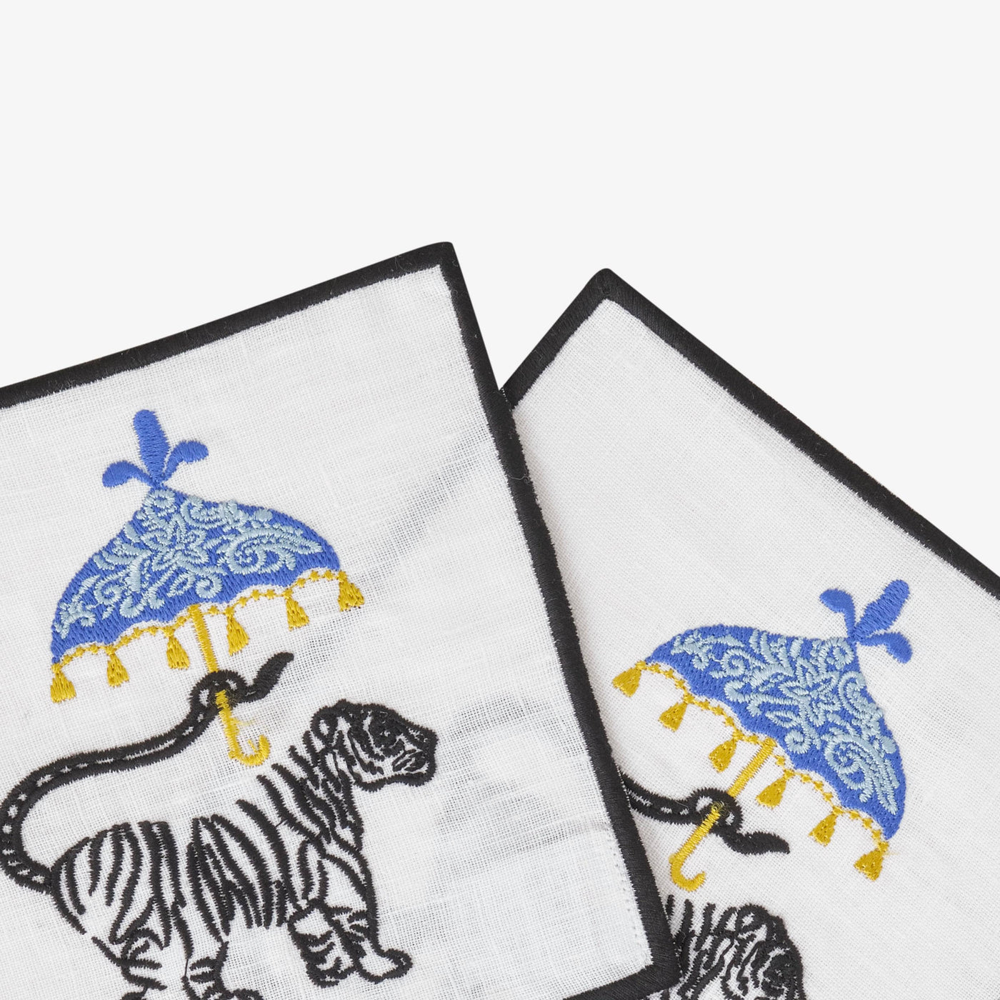 Khomsan Embroidered Set of 2 Coasters, Off-White Coasters sazy.com