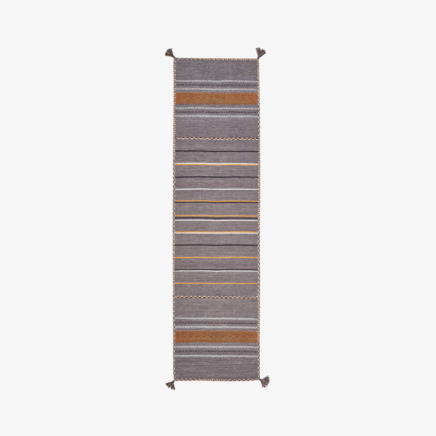 Osvaldo Handwoven Striped Runner, Anthracite Grey, 80x300 cm Runner Rugs sazy.com