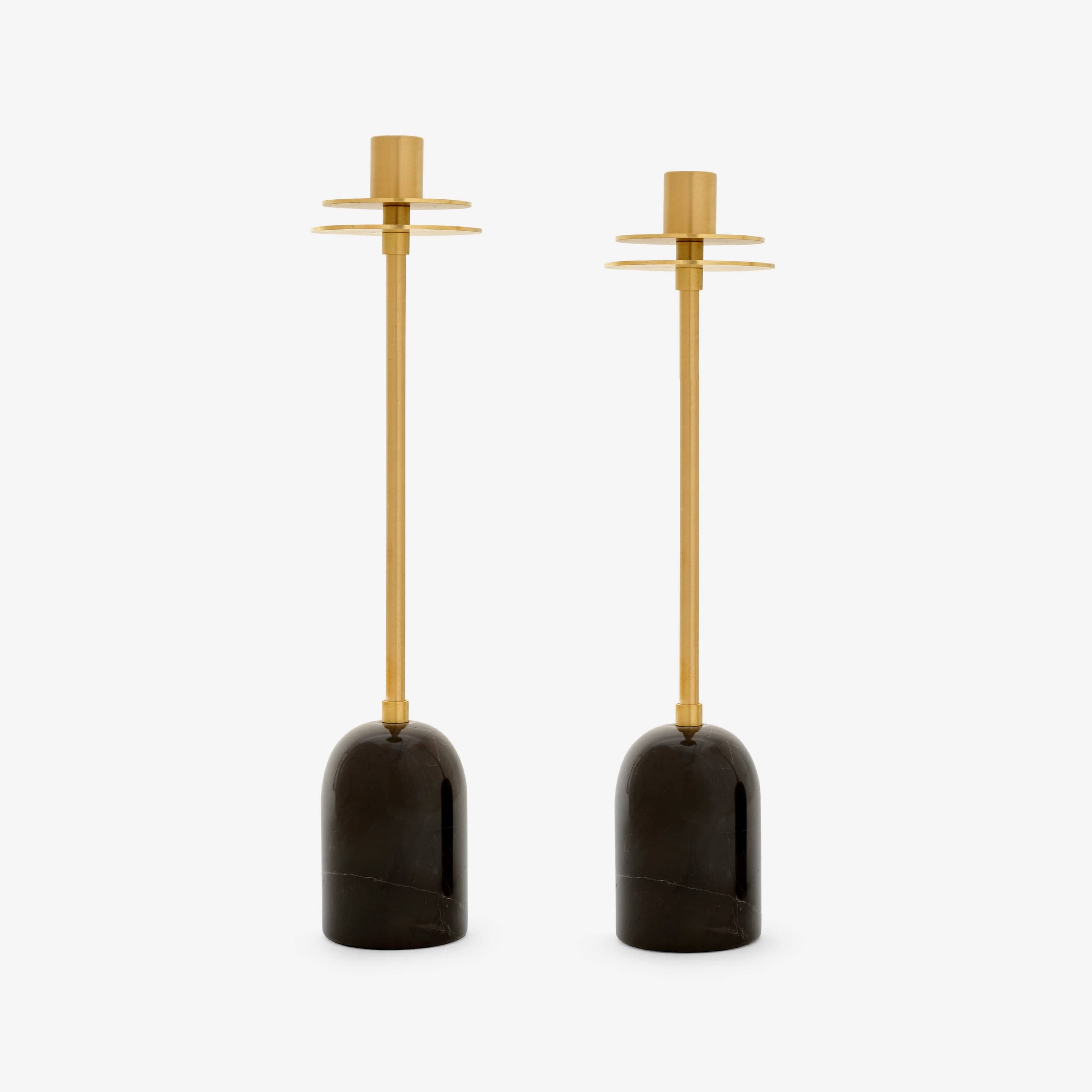 Ola Set of 2 Candle Holders, Brass - Black Candle Holders sazy.com