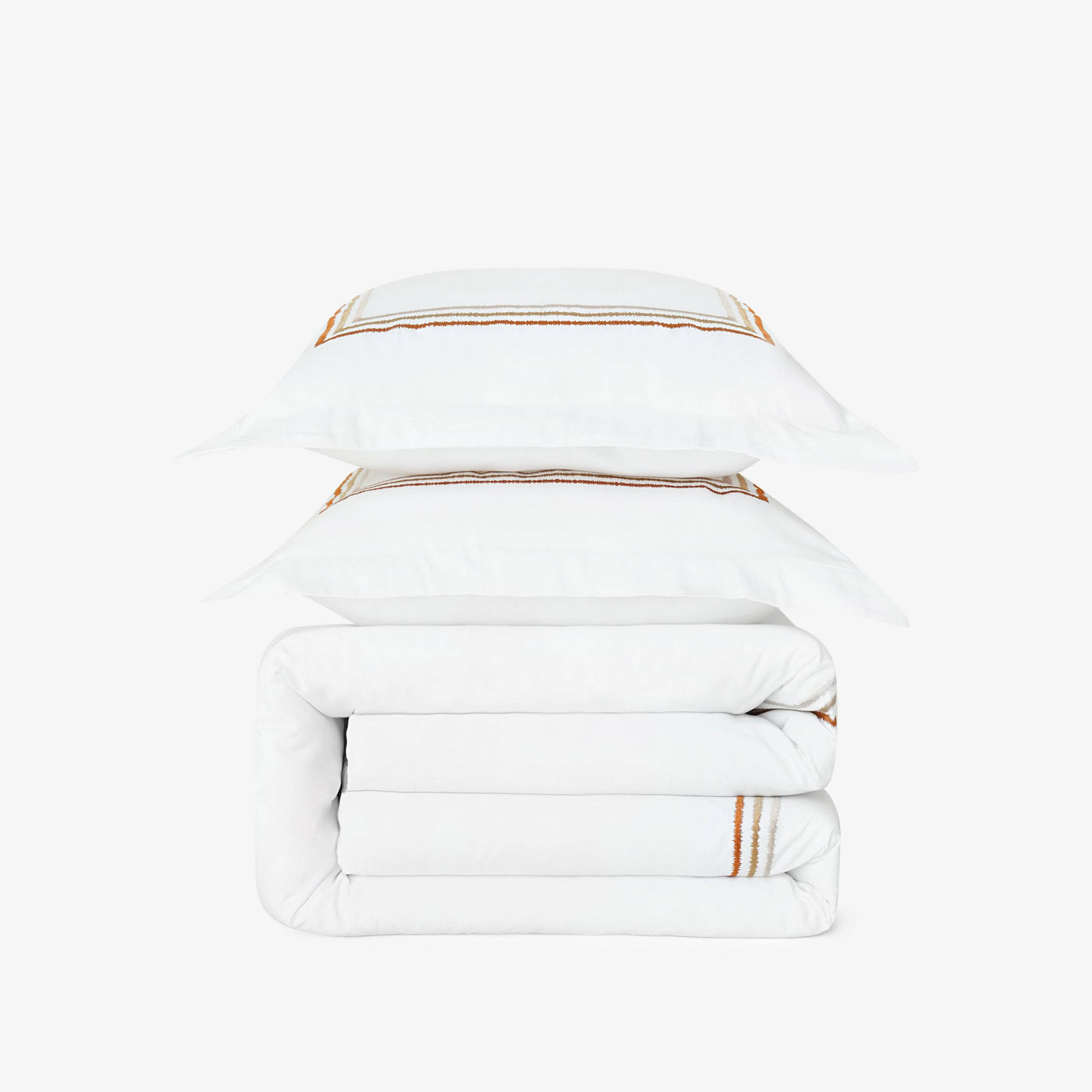 Darcy Embroidered 100% Turkish Cotton 210 TC Duvet Cover Set, White - Mustard, Double Size Bedding Sets sazy.com