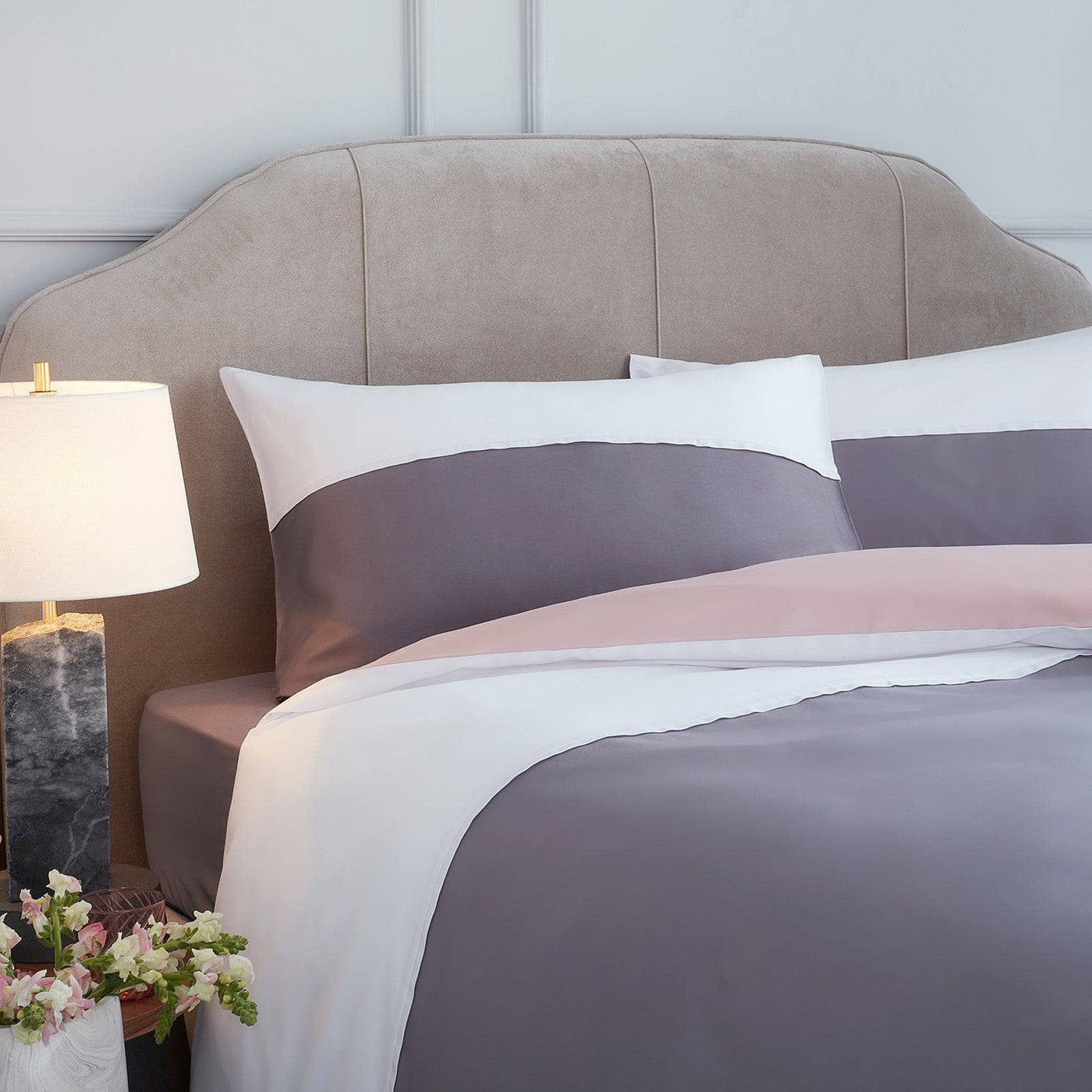 Charles 100% Turkish Cotton Sateen 210 TC Fitted Sheet, Grey, Double Size Bed Sheets sazy.com
