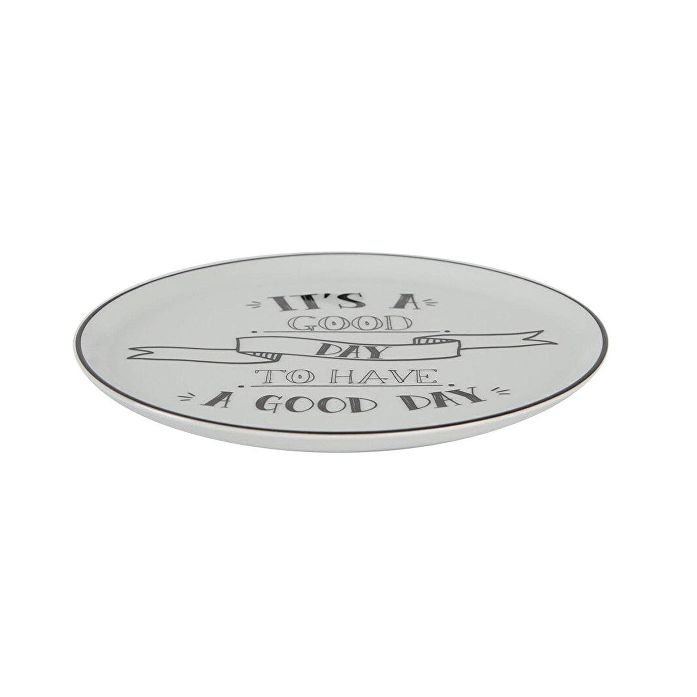 Be Happy Set of 6 Side Plates, Black - White, 20 cm 3
