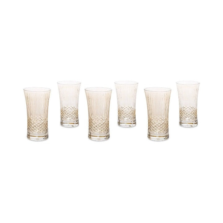 Primrose Hill Set of 6 Glass Tumblers, Yellow, 300 ml Glasses & Tumblers sazy.com