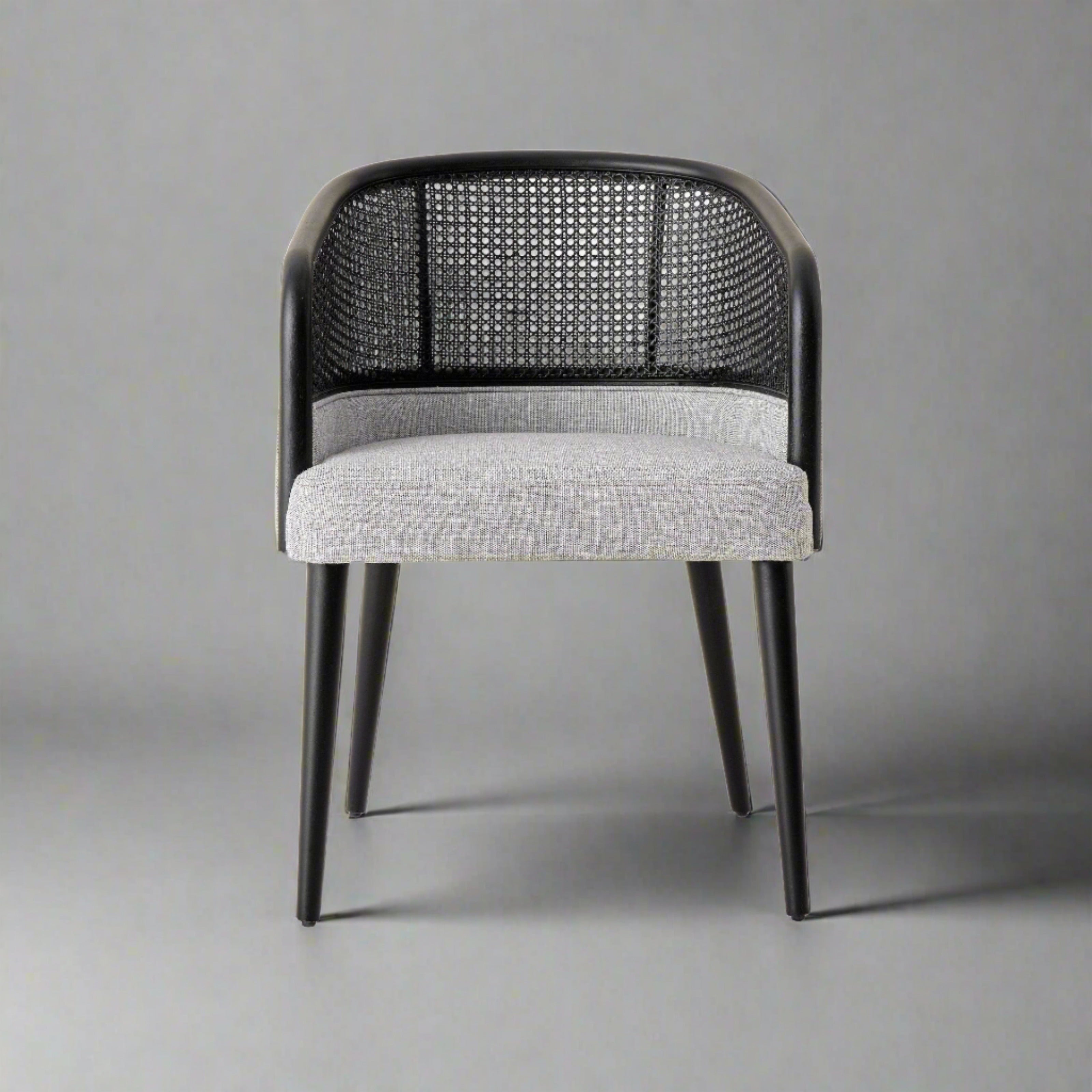 Pisa Rattan Armchair, Black - Light Grey Dining Chairs & Benches sazy.com