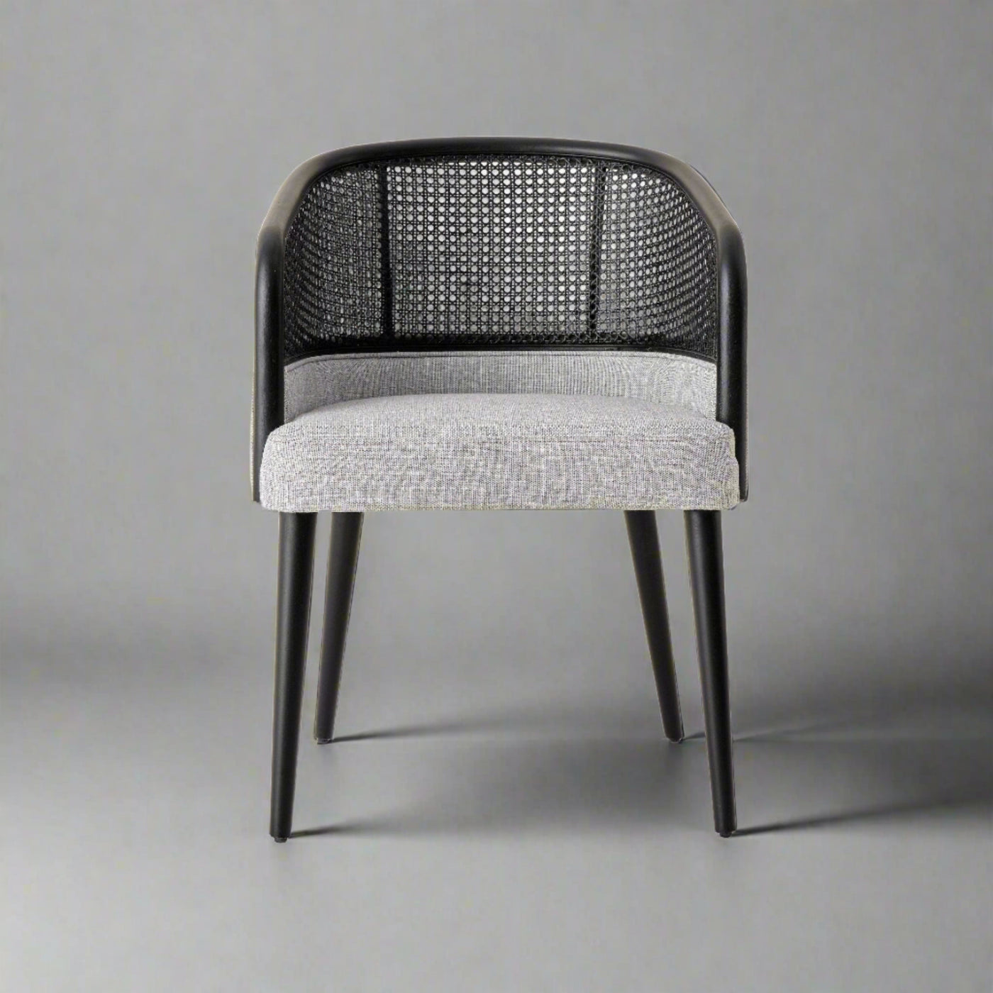 Pisa Rattan Armchair, Black - Light Grey Dining Chairs & Benches sazy.com