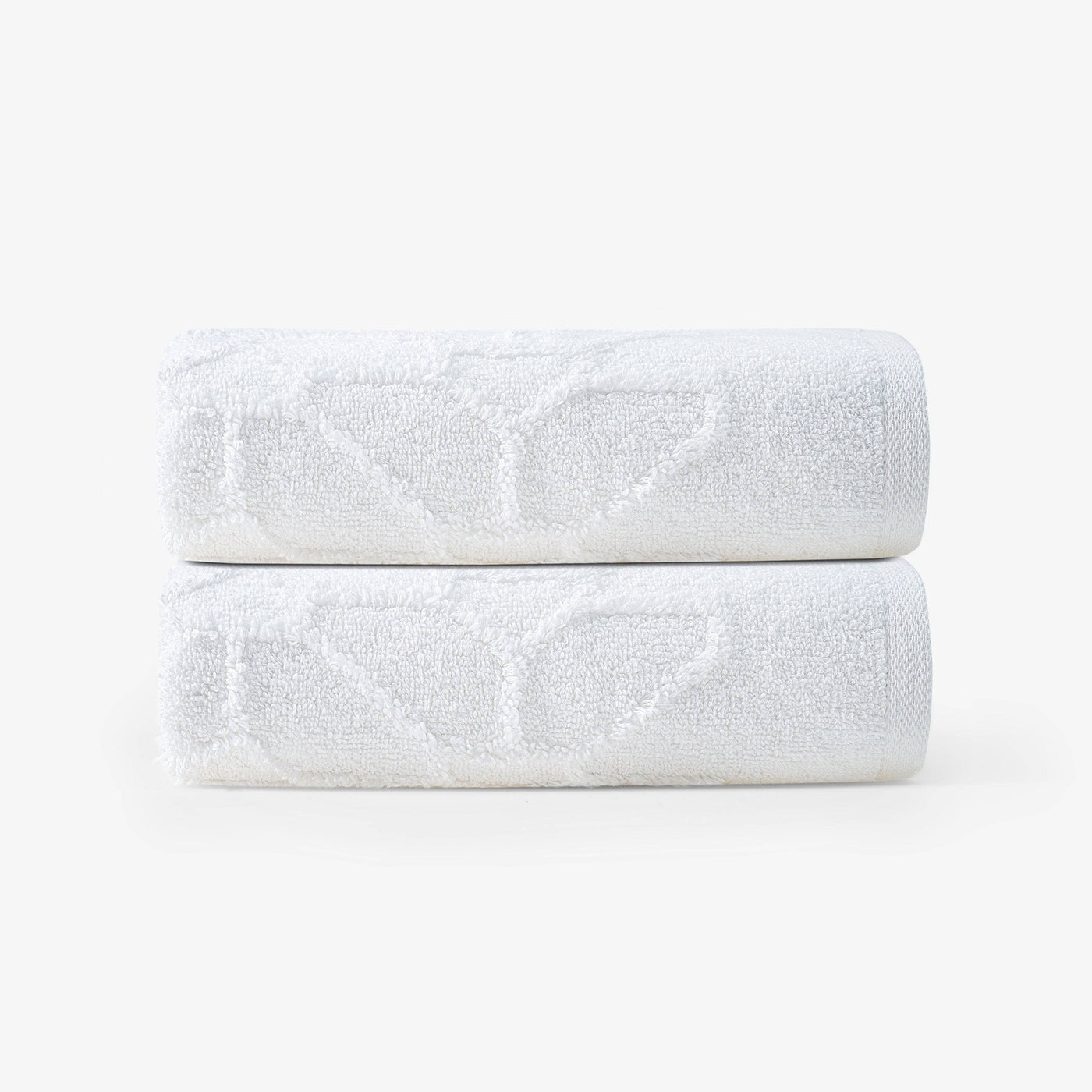 Harry Set of 2 Jacquard 100% Turkish Cotton Hand Towels, White Hand Towels sazy.com