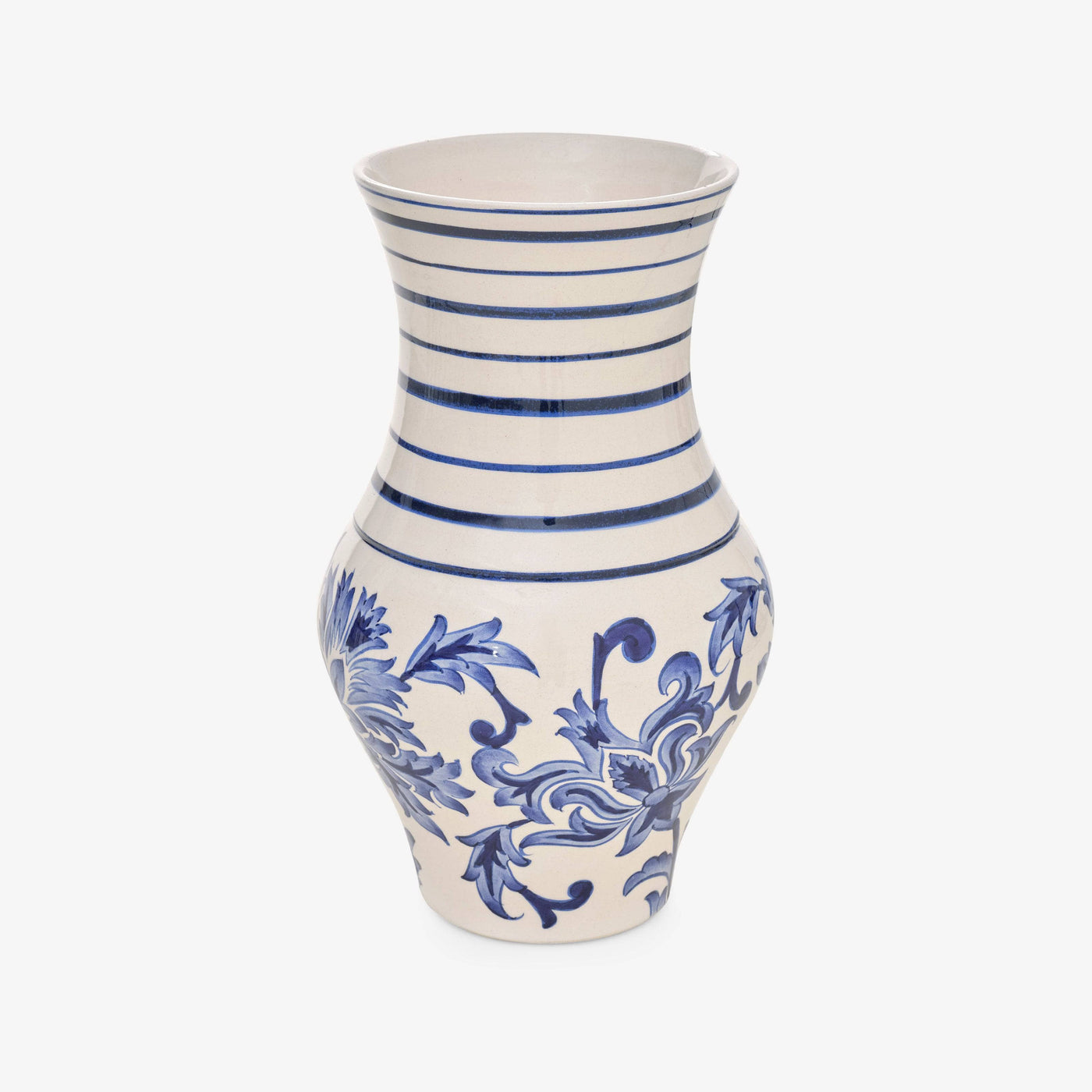 Mazarine Handpainted Vase, Cobalt - White, M Vases sazy.com