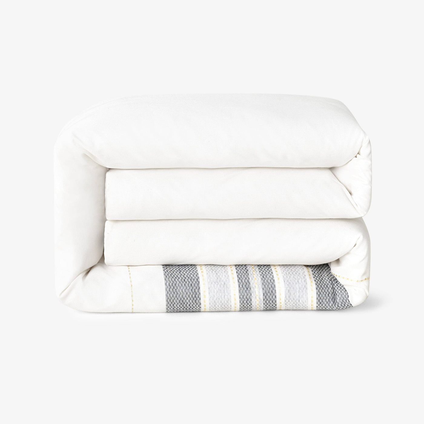 Cara Striped Turkish Cotton Duvet Cover Set + Fitted Sheet, Off-White - Anthracite Grey, King Size Bedding Sets sazy.com