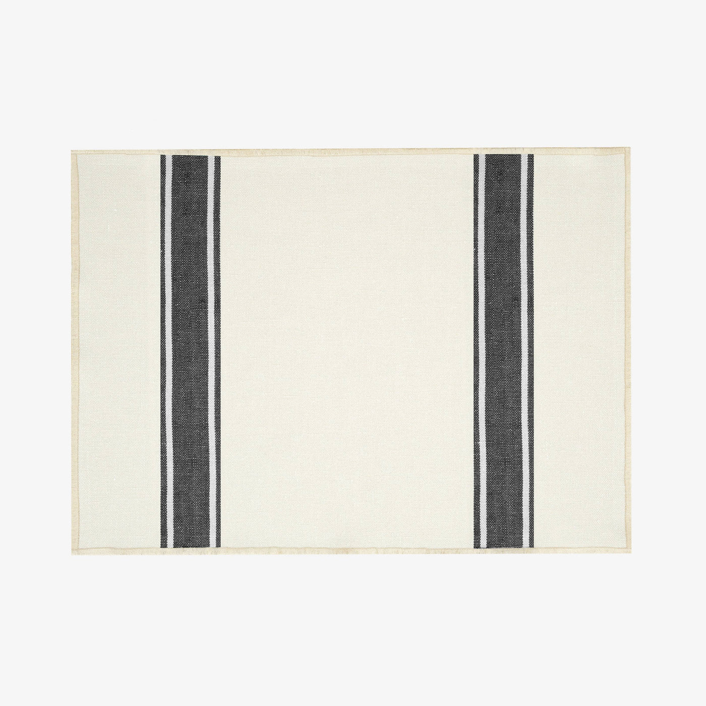 Mary Set of 2 Striped Placemats, Natural - Black Placemats sazy.com